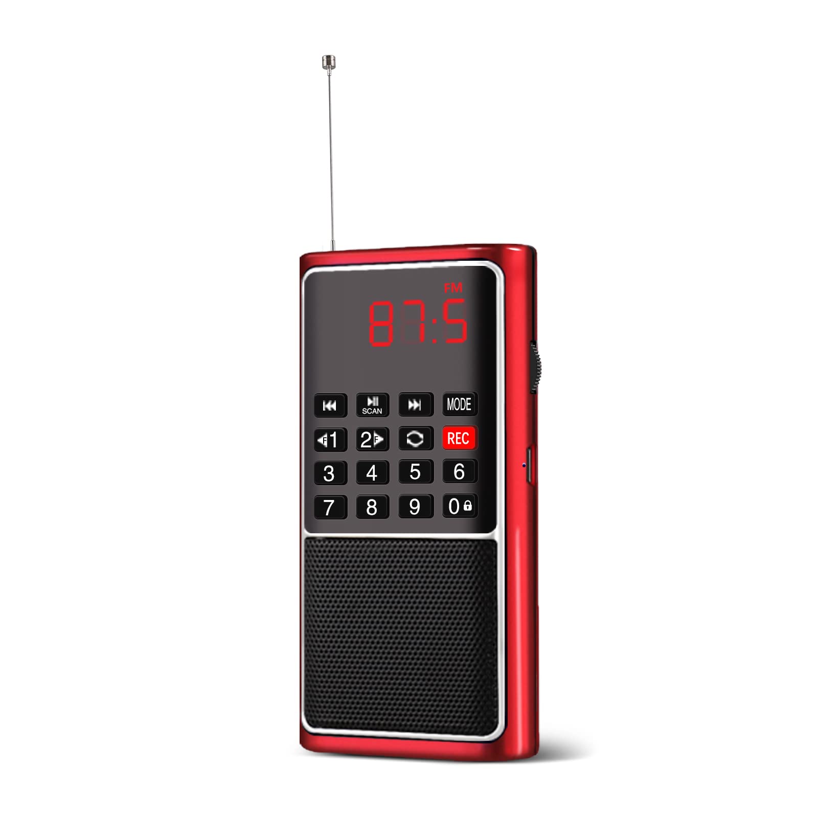 Portable FM/AM Radio with MP3 Player, USB/TF Card Support, Music Recording & Rechargeable Battery - Best Reception Emergency Radio (Red) - Perfect for Camping, Hiking, Power Outages & Outdoor Adventures