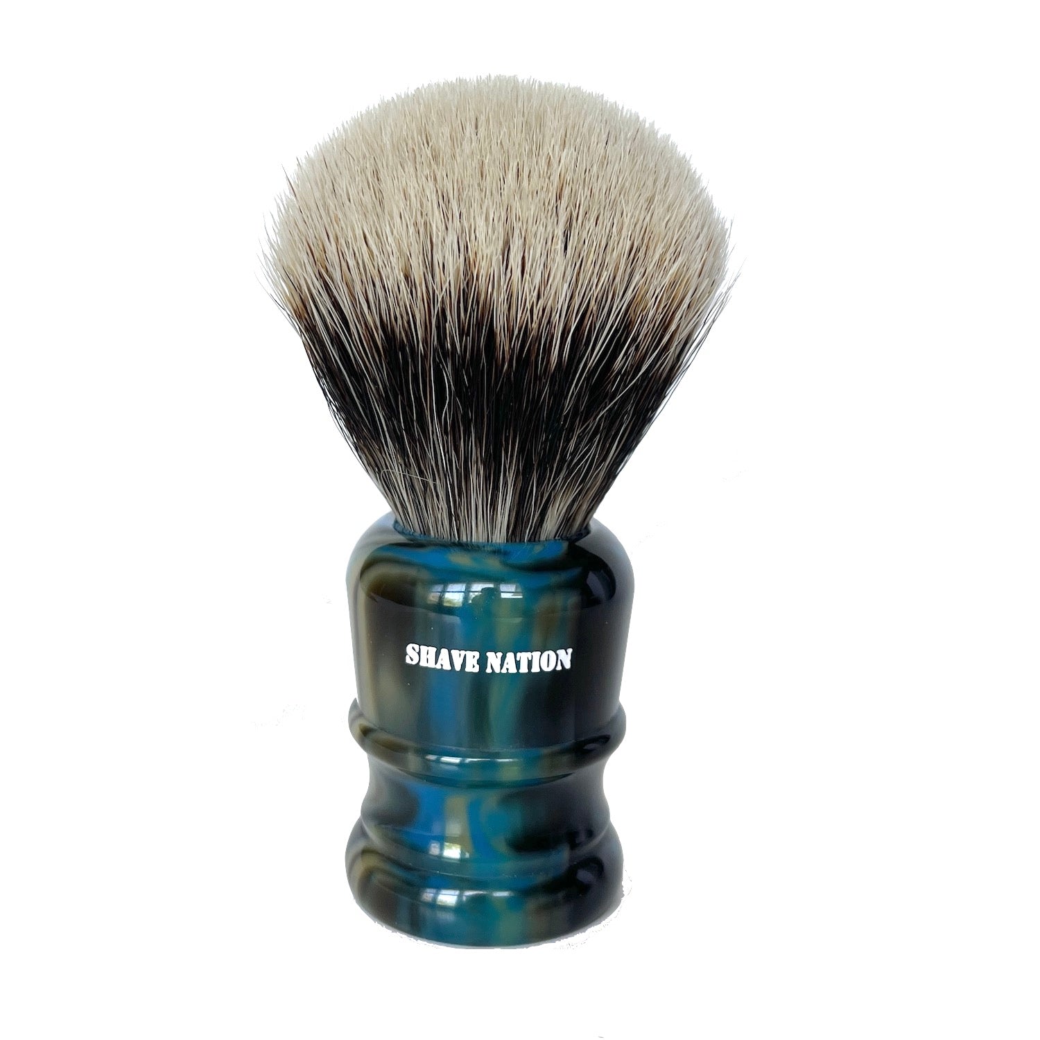 Premium Faux Lapis Stone Resin Handle Badger Shaving Brush for Men - Luxury Wet Shaving & Grooming Kit - Perfect for Home, Travel & Gift Giving
