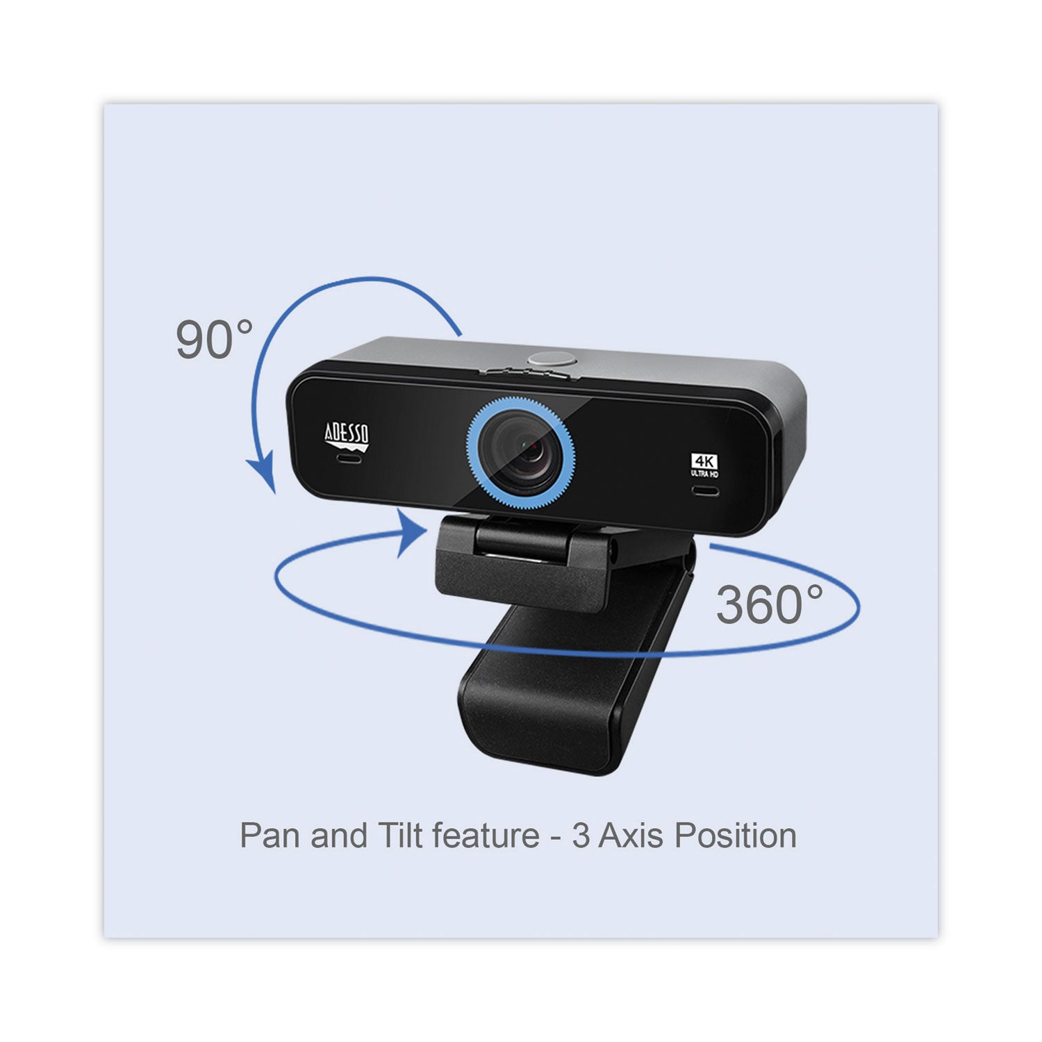 Adesso Cybertrack K4 4K Ultra HD Webcam - 3840x2160 Resolution, Black - Perfect for Video Conferencing, Live Streaming & Online Meetings