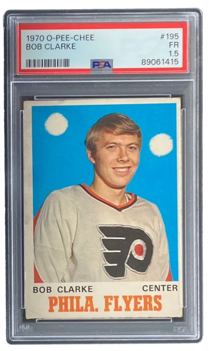 1970 O-Pee-Chee #195 Bob Clarke Flyers Rookie Card PSA FR 1.5 - Vintage Hockey Trading Card for Collectors & Sports Memorabilia Enthusiasts
