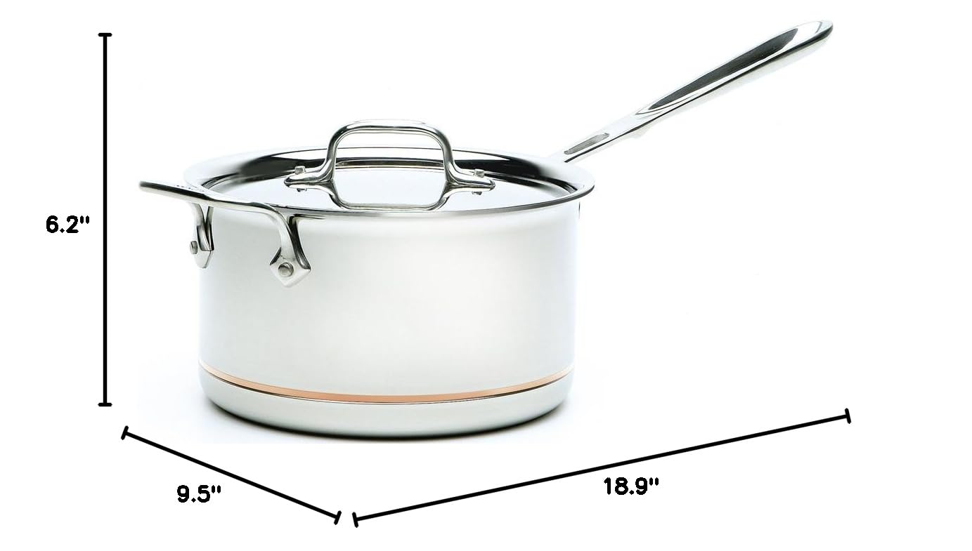 **All-Clad Copper Core 5-Ply Stainless Steel Sauce Pan 4 Quart – Induction & Oven Safe (Up to 600°F) – Premium Cookware for Sauces, Soups & Stews – Ideal for Home Chefs & Professional Kitchens**
