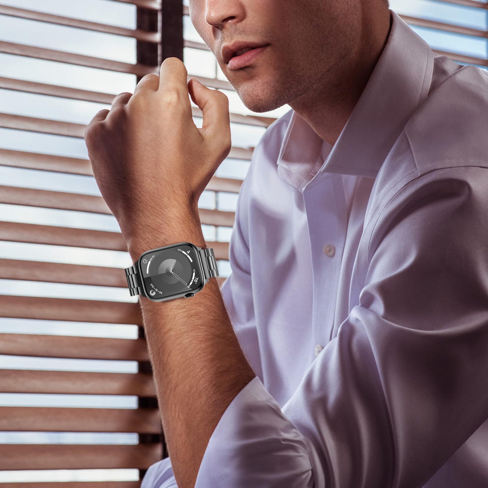 Premium Stainless Steel Apple Watch Band - Compatible with Series 9/8/7/6/5/4/3, SE/SE2, Ultra/Ultra 2 (38mm-49mm) - Durable Metal Strap for Men & Women - Perfect for Workouts, Office Wear & Everyday Use