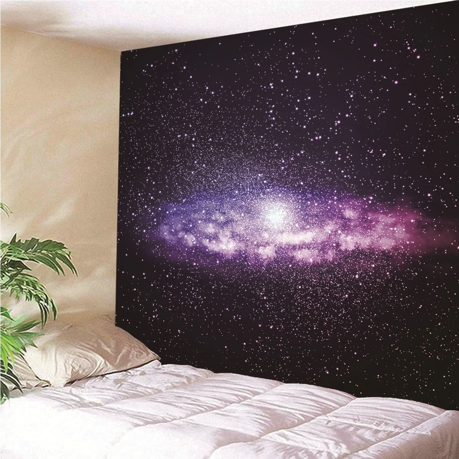 Starry Sky Universe Wall Tapestry for Men - Purple Polyester 350x256CM Home Decor for Bedroom, Living Room & Dorm