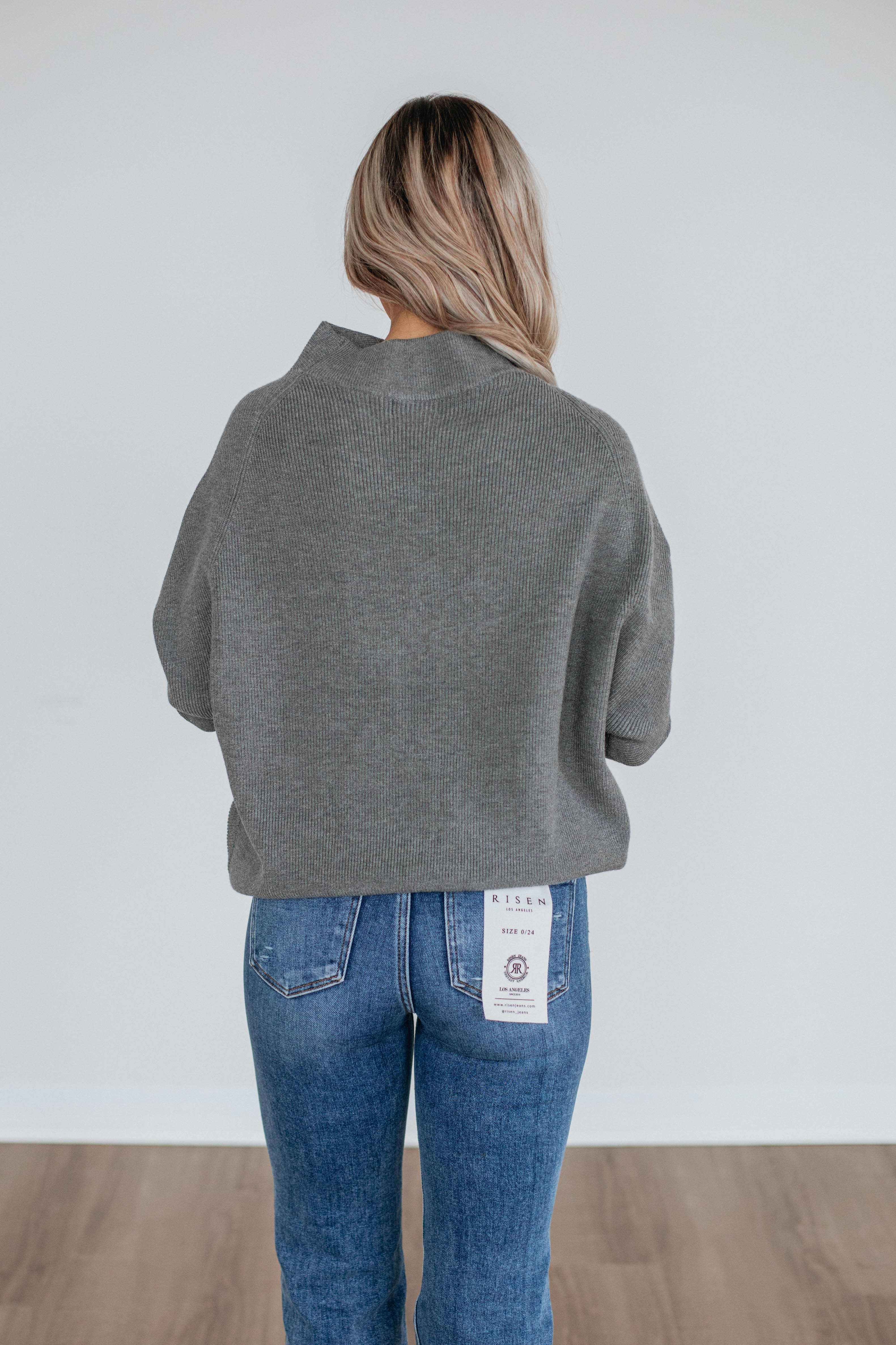 Gretchen Dolman Women's Grey Sweater - Soft Knit Pullover for Casual Wear & Fall Outfits