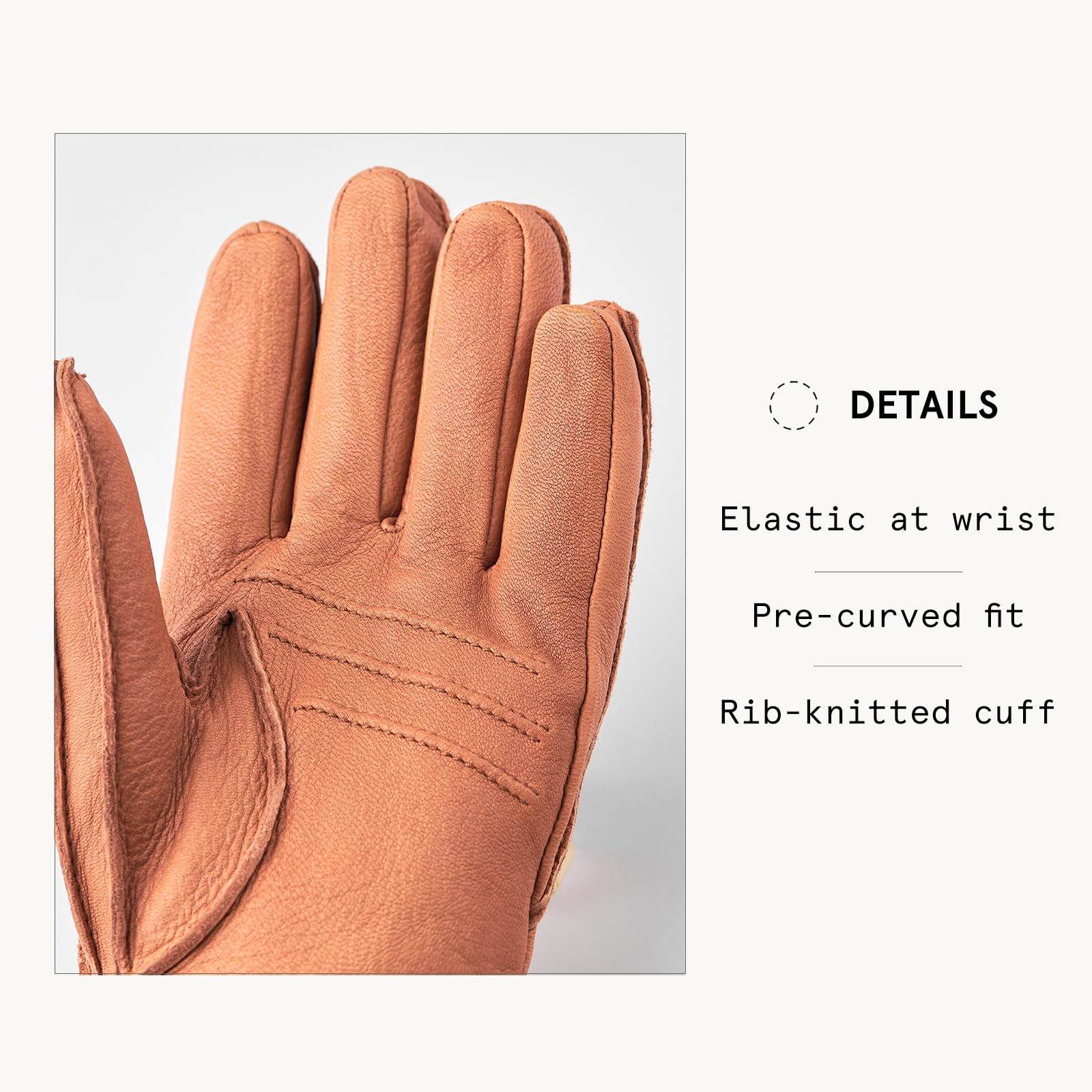 Hestra Deerskin Primaloft Rib Glove - Insulated Leather Work Gloves for Men & Women - Warm Winter Gloves for Outdoor Activities, Hiking, Skiing & Everyday Use