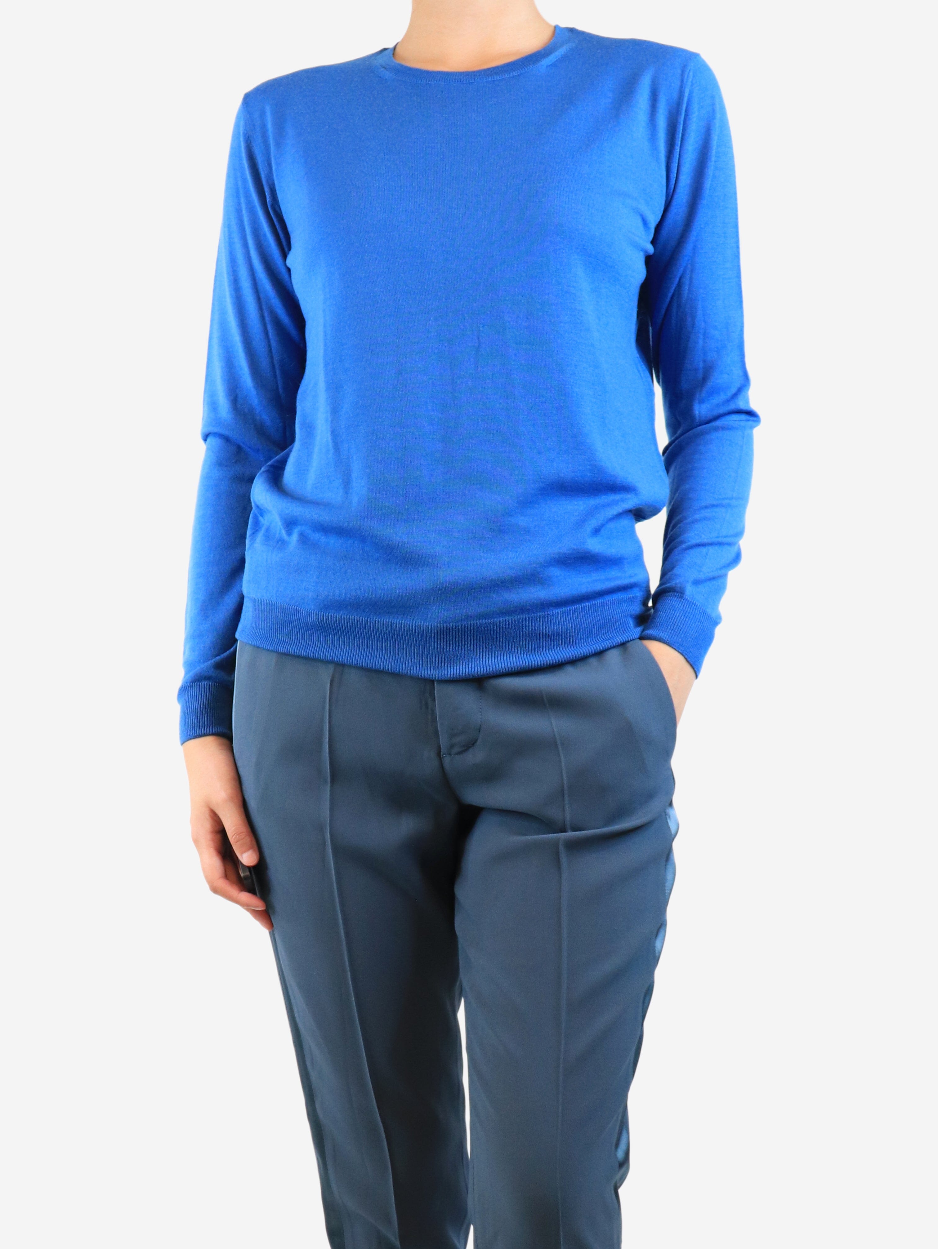 Blue Wool Sweater for Women - Size UK 8 (US 6) | Soft & Warm Winter Pullover | Perfect for Office, Casual Outfits & Holiday Gatherings