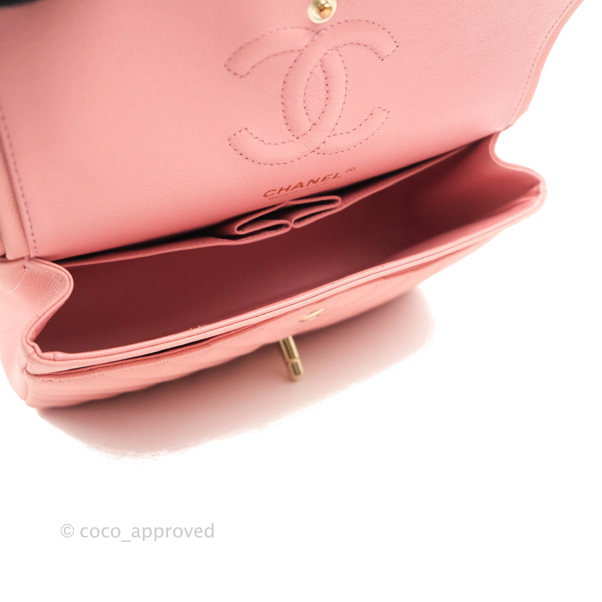 Chanel Classic Chevron Small Double Flap Bag in Pink Caviar Leather with Gold Hardware - Luxury Crossbody Purse for Women, Perfect for Date Night & Special Occasions