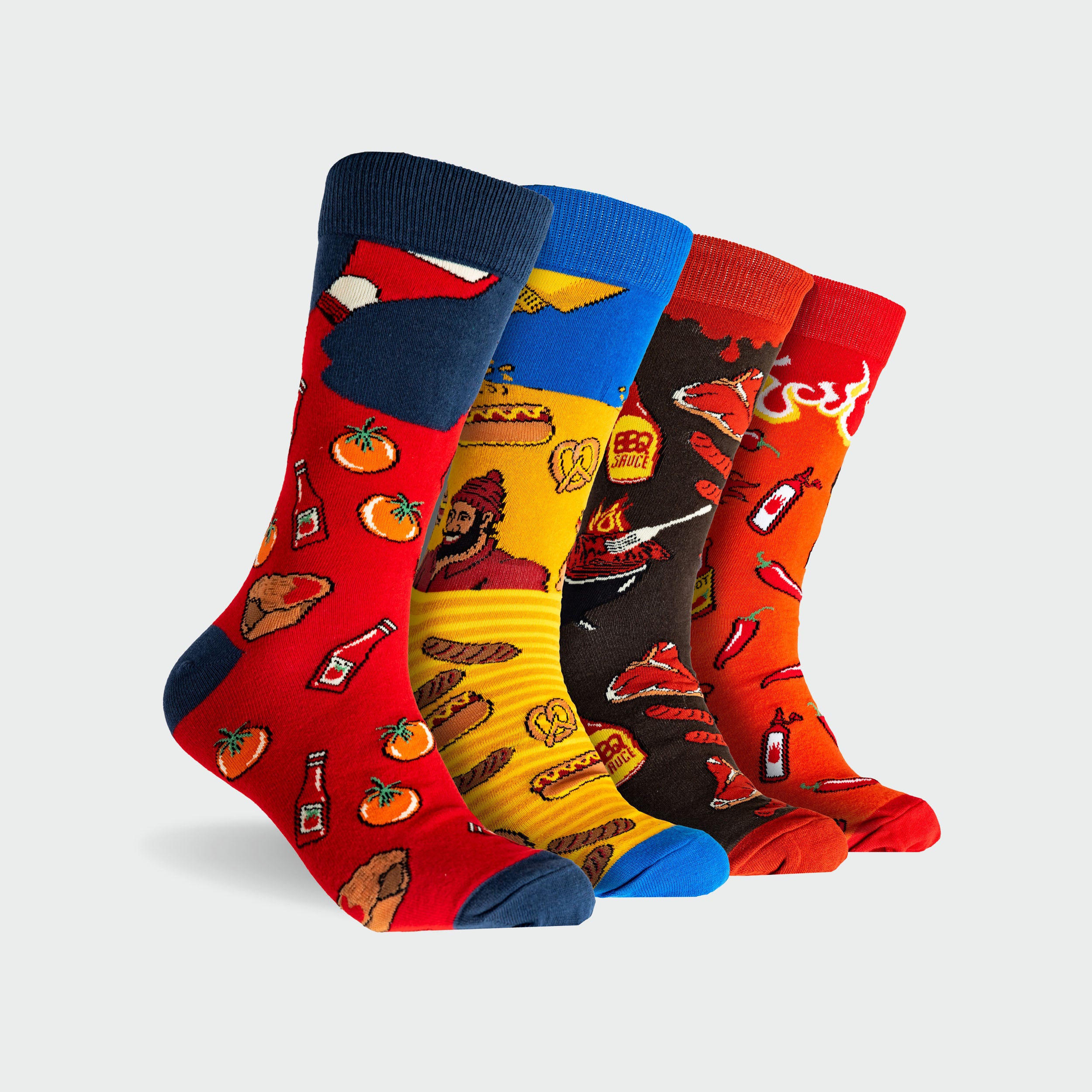 Men's Cotton Crew Socks 4-Pack Gift Box - Red | Comfortable & Breathable Athletic Socks for Running, Gym & Casual Wear
