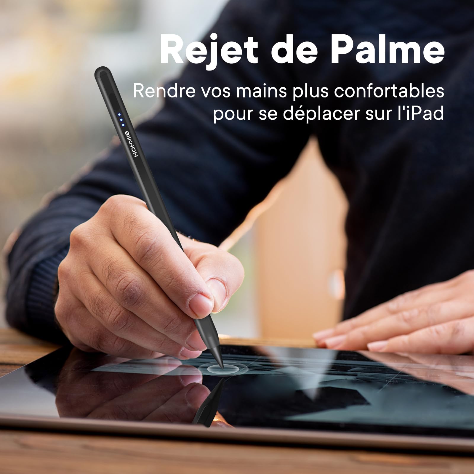 Hommie Stylus Pen for iPad (2018-2023) - Rechargeable Magnetic Apple Pencil with 3 LED Indicators & Palm Rejection - Compatible with iPad 6/7/8/9, Mini 5/6, Air 3/4/5 & Pro 11
