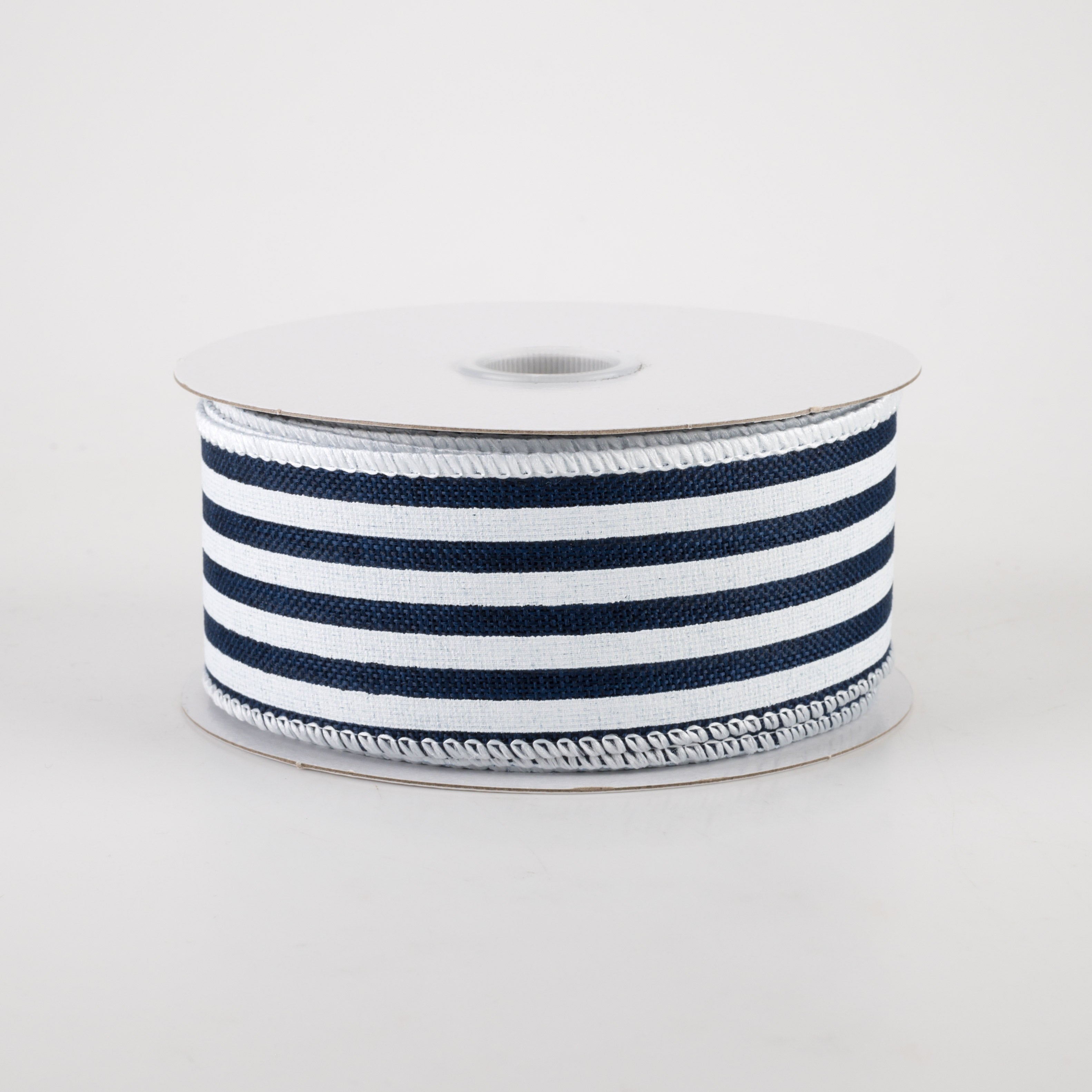 1.5 Inch Linen Cabana Stripes Ribbon - Navy & White (10 Yards) for Gift Wrapping, DIY Crafts, Party Decorations and Scrapbooking