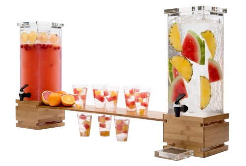 Rosseto LD108 Clear Square Acrylic Drip Tray with Stainless Steel Insert - Perfect for Beverage Dispensers, Coffee Bars, and Party Drink Stations