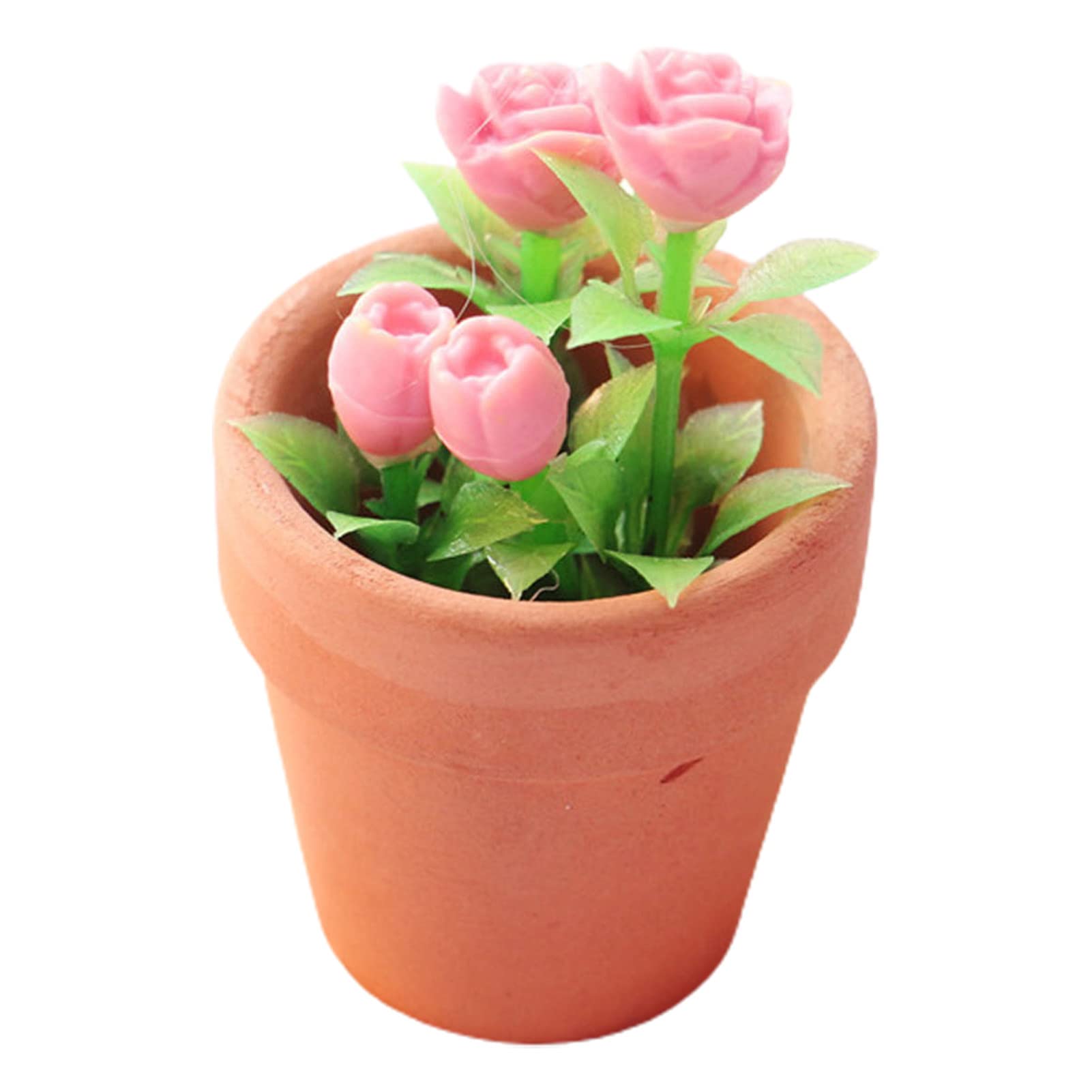 Handmade Miniature Dollhouse Green Plant - Realistic Ceramic Rose for Micro Landscape & Dollhouse Decor | Perfect for DIY Miniature Gardens, Fairy Gardens & Dollhouse Accessories