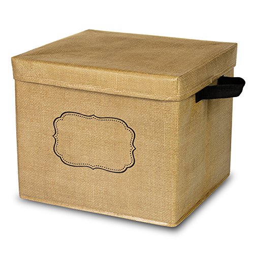 Premium Burlap Storage Bin with Lid - Natural Jute Organizer for Home, Office & Nursery - Perfect for Toys, Blankets & Seasonal Decor