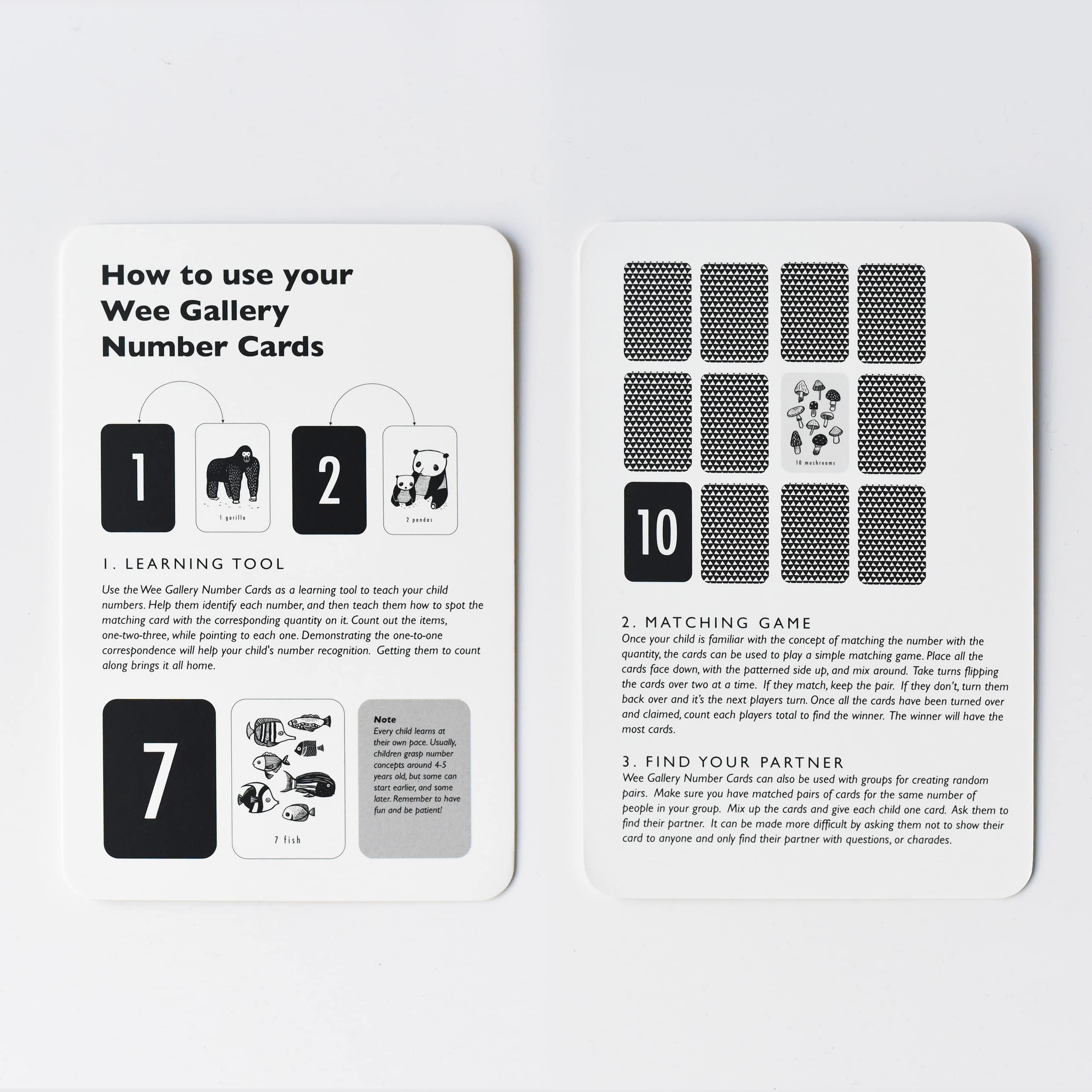 Wee Gallery Nature Number Cards - Educational Baby & Toddler Flashcards with Black & White Animals for Counting, Learning & Cognitive Development | Perfect for Early Childhood Visual Stimulation & Homeschooling Activities