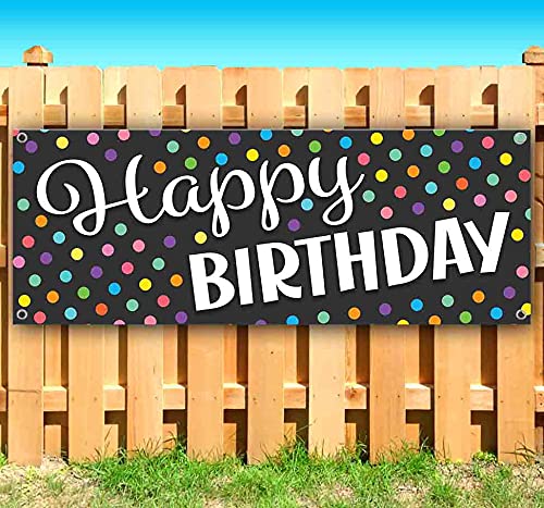 Happy Birthday Banner - 13 oz Heavy-Duty Vinyl with Metal Grommets | Single-Sided Non-Fabric Decoration for Parties & Celebrations | Indoor & Outdoor Use