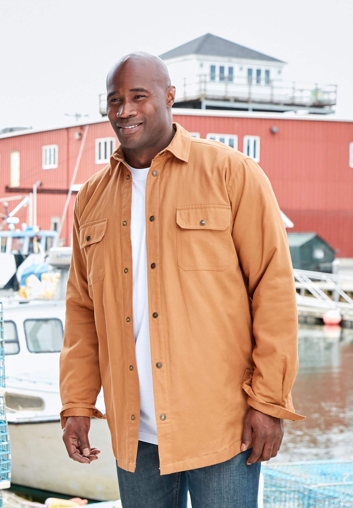KingSize Men's Big & Tall Flannel-Lined Twill Shirt Jacket | Warm & Durable Outdoor Wear for Hiking, Camping & Casual Style