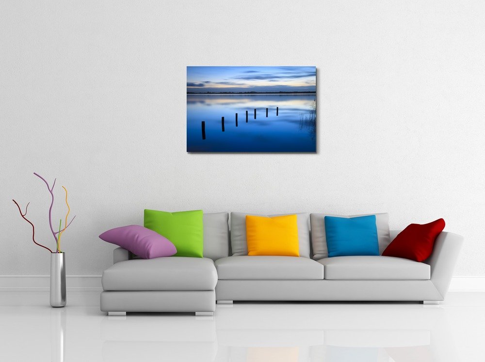 Wall26 Calm Sunrise Over a Lake with Clouds Reflection - Stretched Canvas Wall Art - 32x48 Inches - Perfect for Living Room, Bedroom & Office Decor