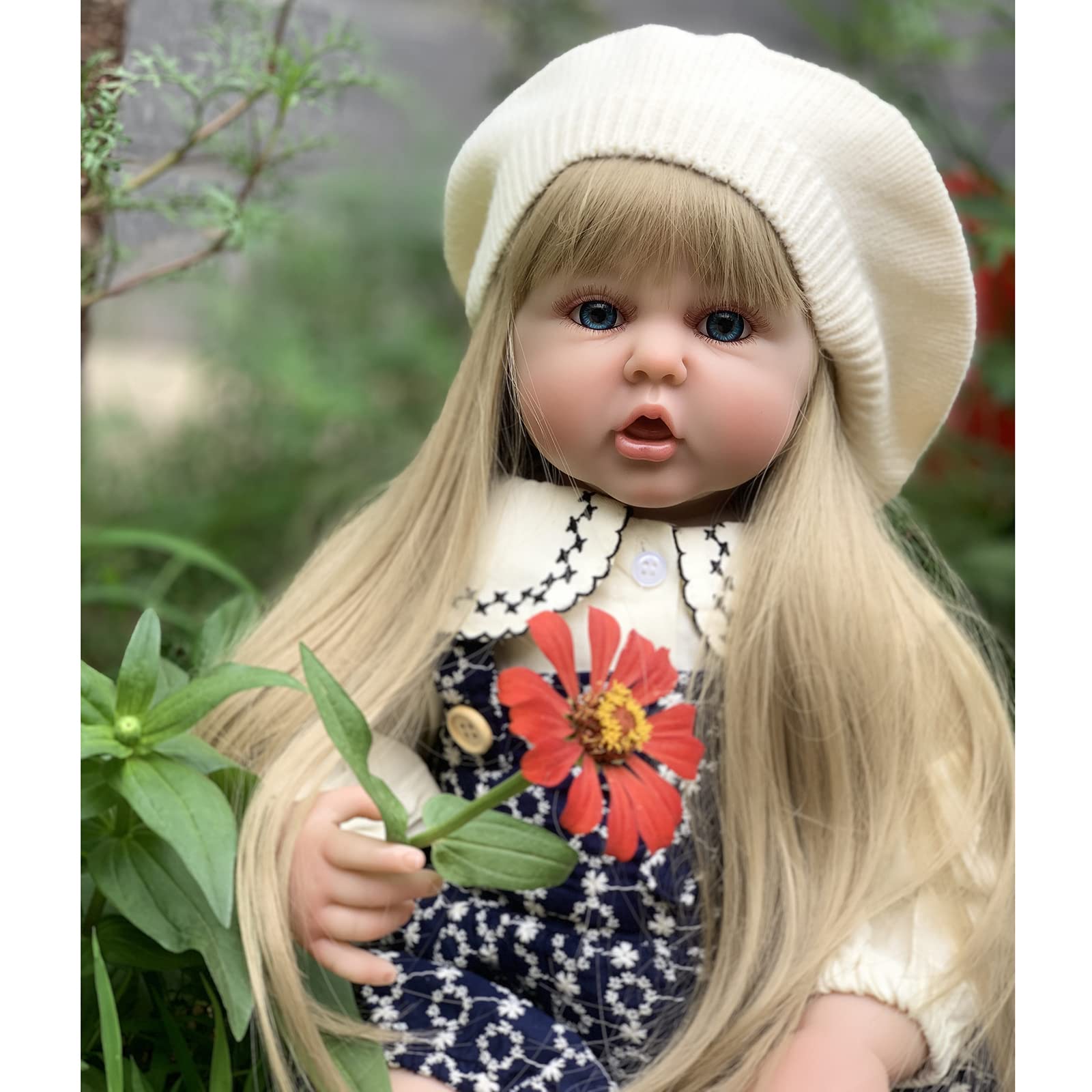 Lifelike 60cm Silicone Reborn Baby Doll - Realistic Toddler Girl Toy with Blonde Hair & Cloth Body, Princess Dress Up for Birthday Gift | Perfect for Collectors, Photography Props & Therapy Companions