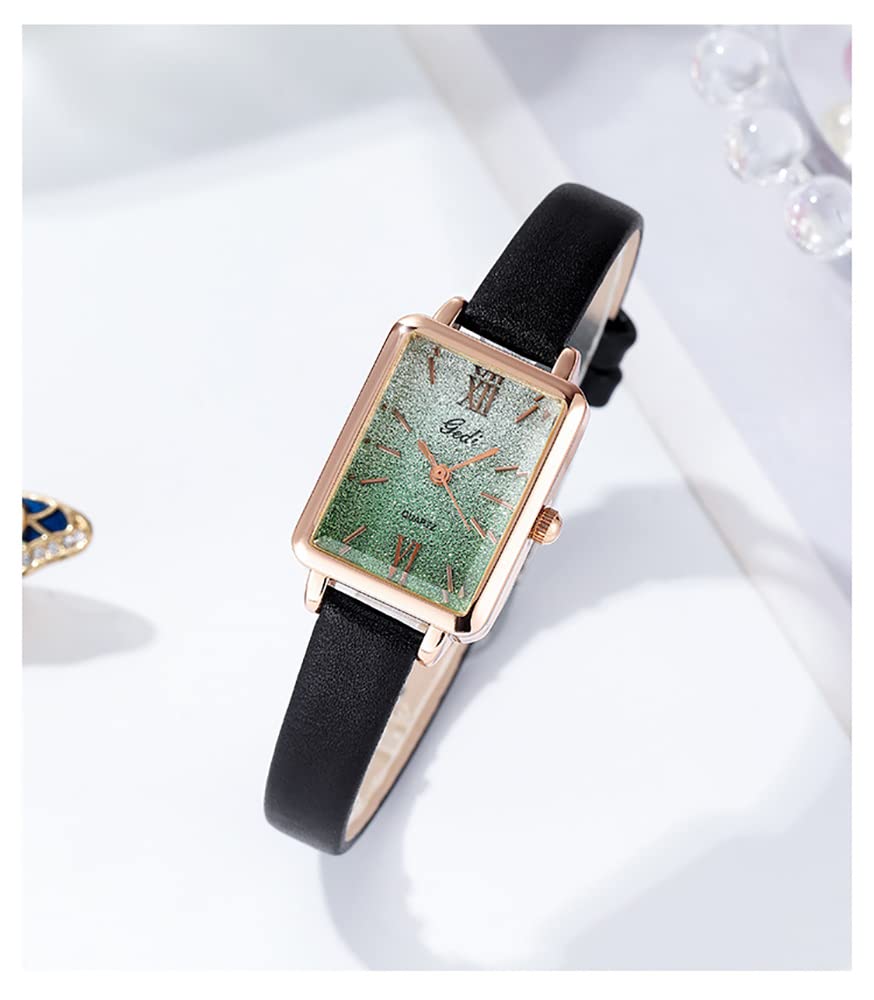 MASTOP Women's Fashion Watch - Square Gradient Dial with Roman Numerals, Leather Strap, Quartz Movement, Waterproof Ladies Wristwatch | Perfect for Office, Party & Everyday Wear