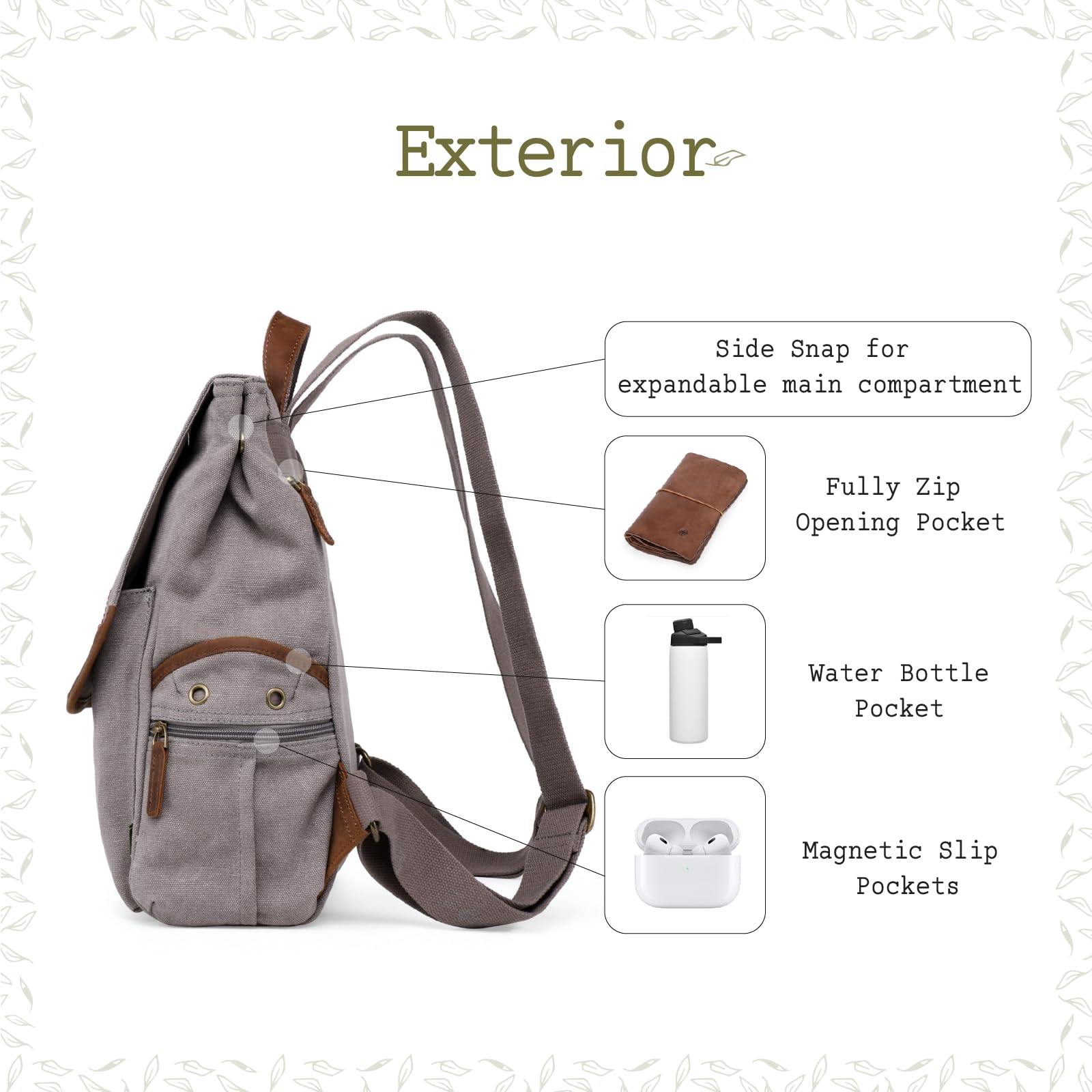 TSD Lightweight Travel Laptop Backpack - Hiking & Daypack (Gray) for Outdoor Adventures