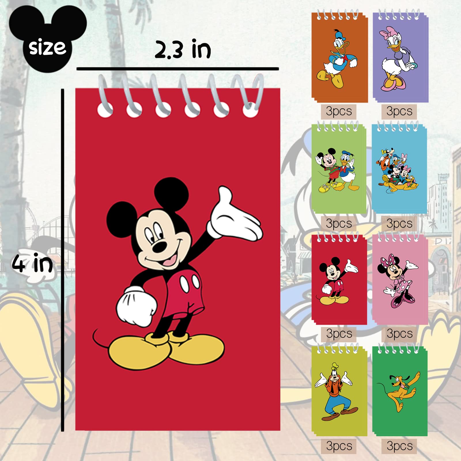 24-Pack Mickey & Minnie Mouse Spiral Notepads - 2.36