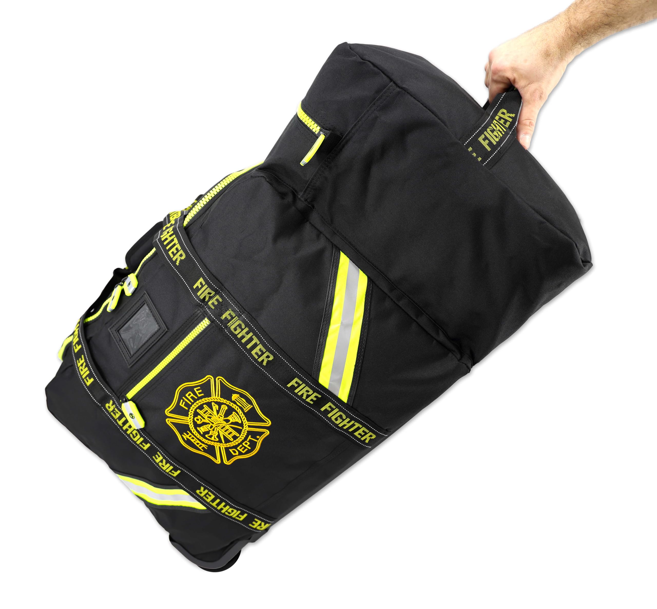 Lightning X Fireman's Value Edition XL Firefighter Step-In Turnout Gear Bag with Wheels, Helmet Pocket & Maltese Cross - Durable First Responder Equipment for Emergency Scenes, Fire Stations & On-Duty Storage