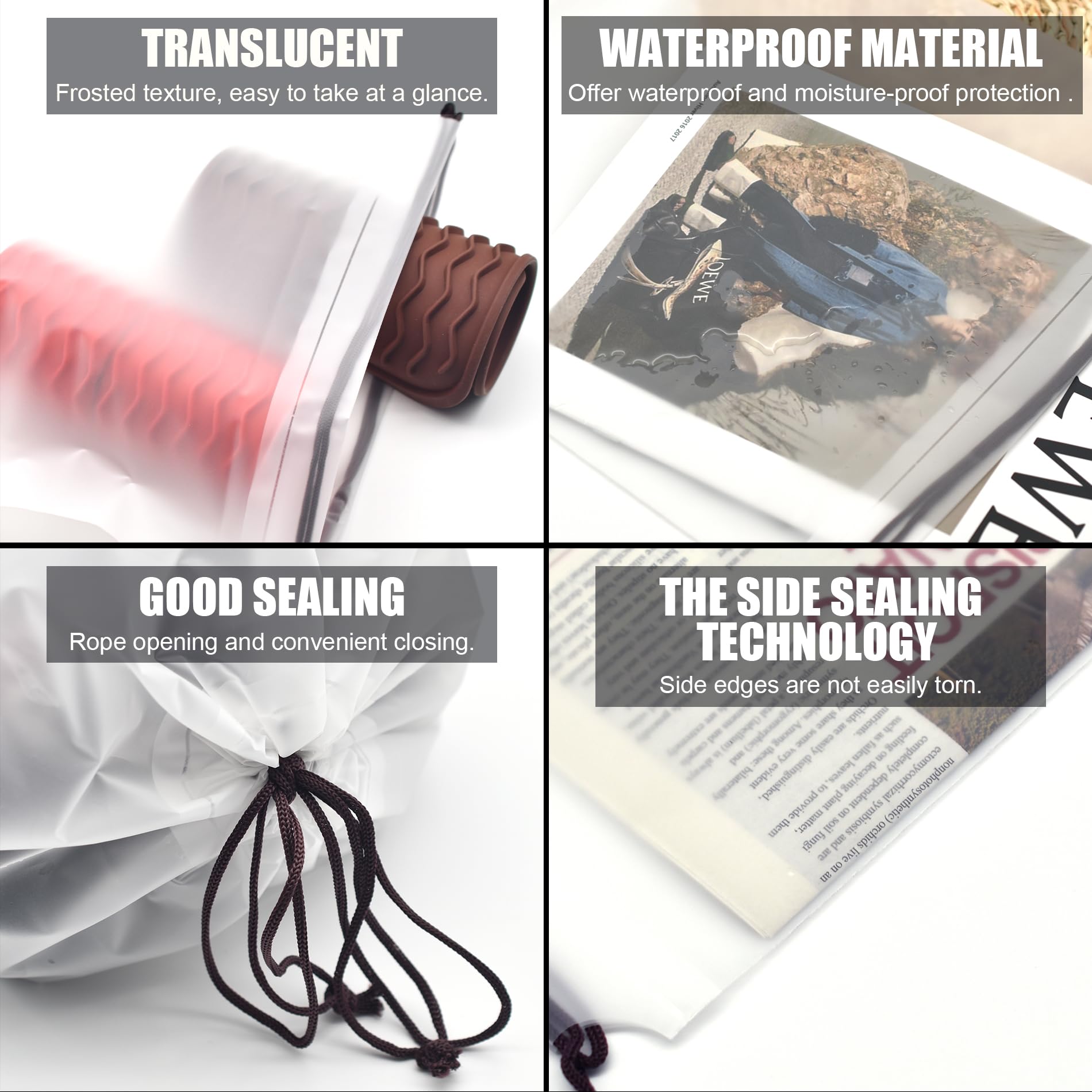 Hoewina 8-Pack Clear Shoe Bags for Travel - Large Transparent Shoe Storage (11.8