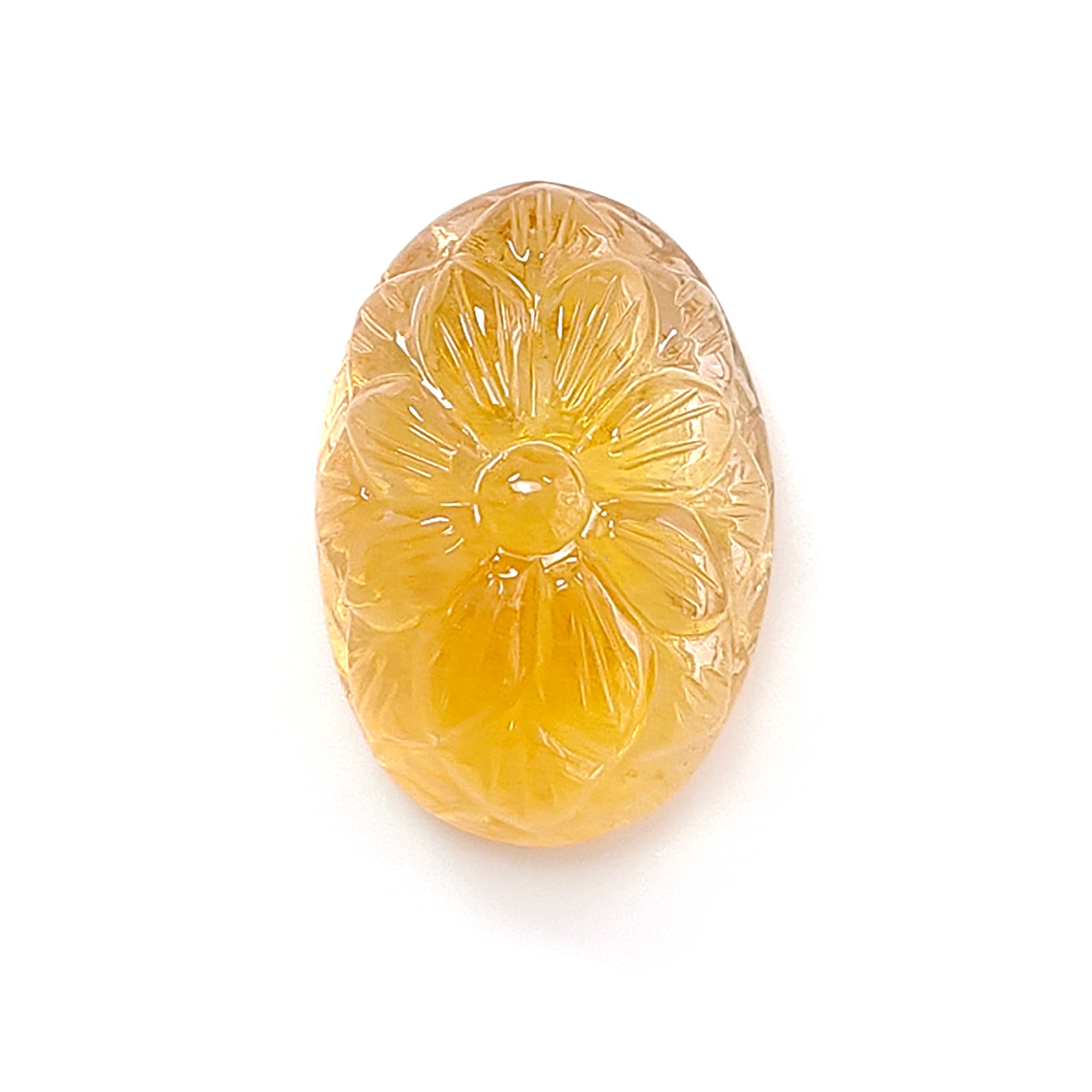Natural Untreated Yellow Citrine Gemstone - Hand Carved Oval Shape 1pc for Jewelry Making | Healing Crystal, Birthstone Gift, Meditation Stone, Energy Stone Collection