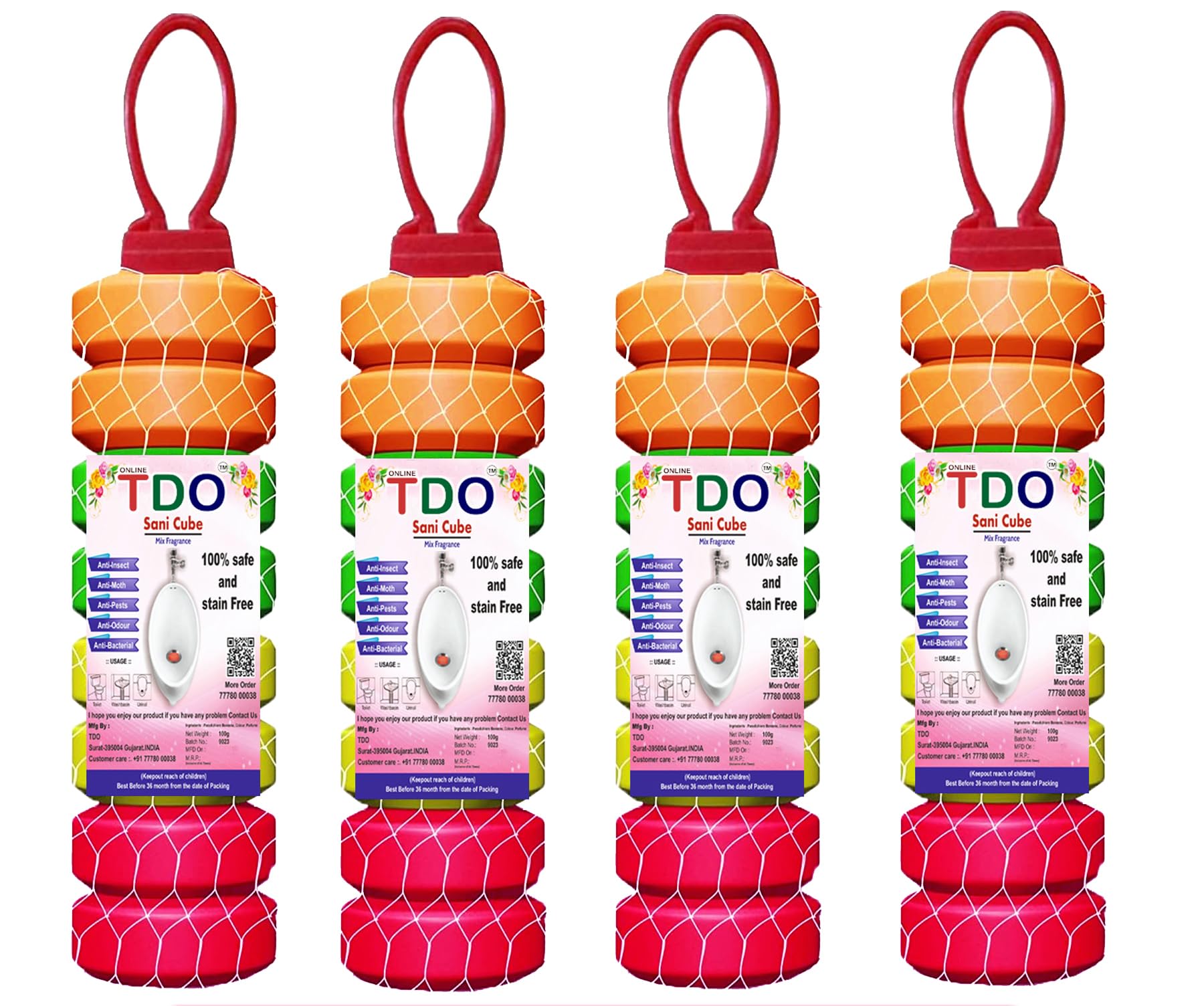 TDO Toilet & Bathroom Air Freshener - Urinal Balls & Cubes for Odor Control (4-Pack, 100g Each) | Freshen Washbasins, Closets, Pantries & Wardrobes | Ideal for Homes, Restaurants & Public Restrooms