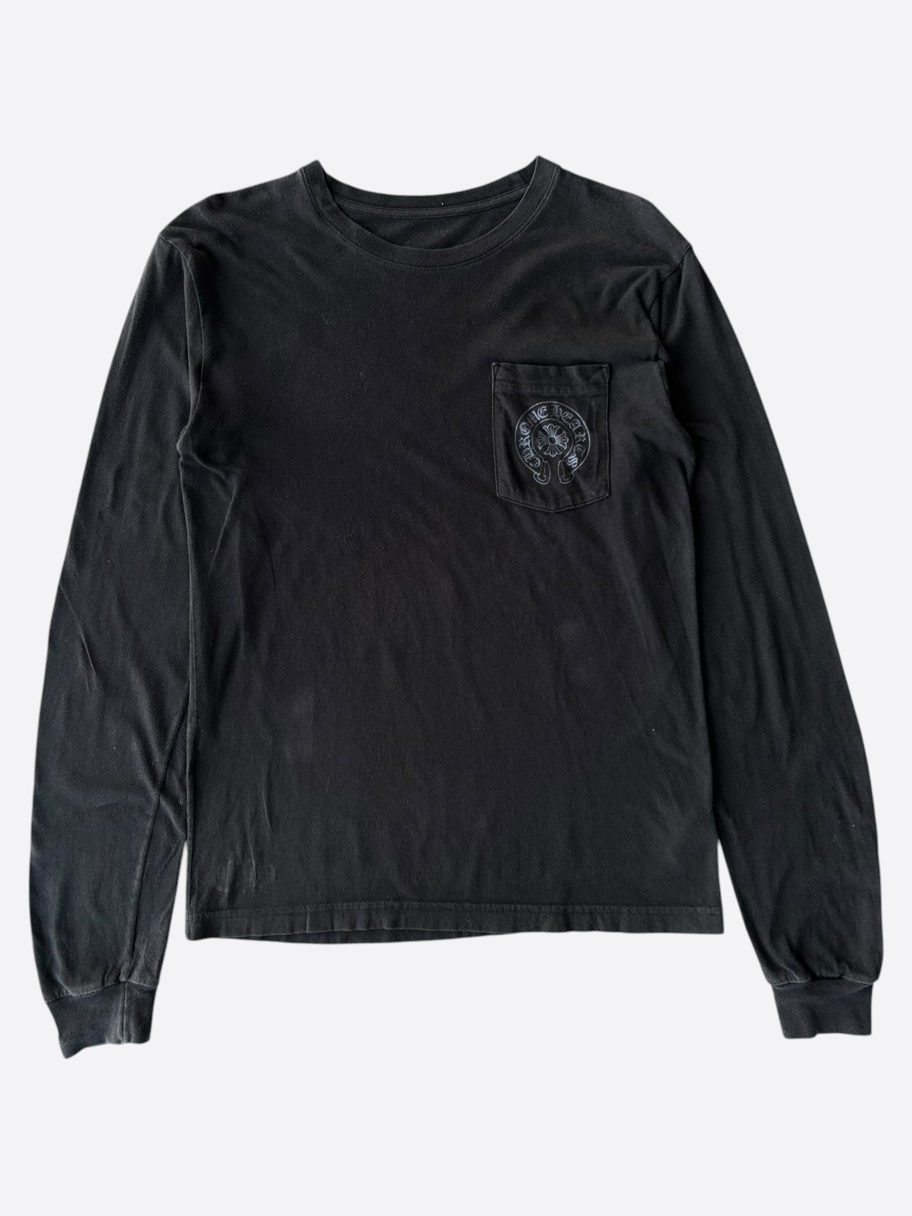 Chrome Hearts Black & Navy Staff Horseshoe Logo Long Sleeve T-Shirt for Men - Stylish Streetwear & Casual Outfit Essential