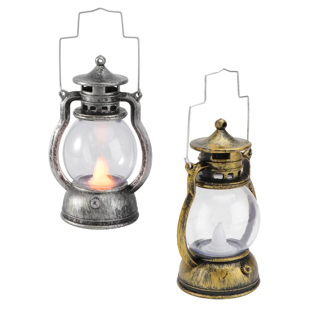 Vintage Kerosene Oil Lamp - 2 Pack Antique Style Storm Lanterns for Outdoor Camping, Emergency Lighting, Home Decor & Patio Ambiance - Perfect for Power Outages, Backyard Parties & Rustic Weddings