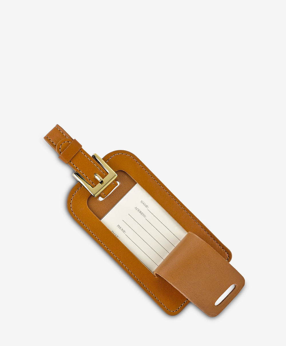 Premium British Tan Leather Luggage Tag - Durable & Stylish Travel Accessory for Suitcases, Backpacks & Carry-On Bags