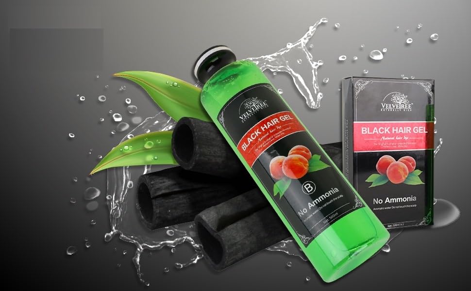 Velvetree Black Hair Gel - Ammonia-Free Professional Hair Color Dye for Men & Women (500ml x 2) | Long-Lasting Natural Black Hair Care | Perfect for Daily Use, Salon Styling & Gray Hair Coverage