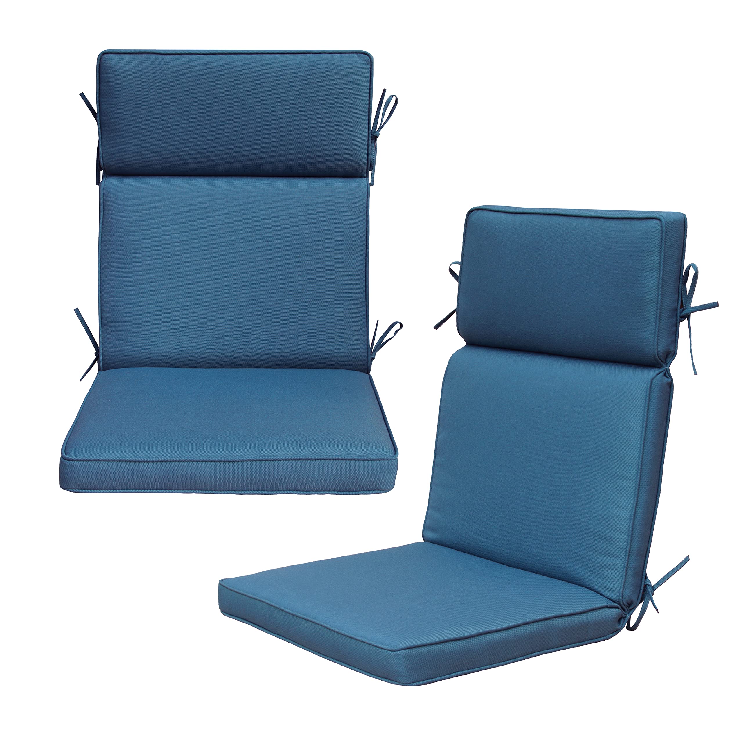 BOSSIMA Outdoor Patio High Back Chair Cushions - Replacement Adirondack Chair Cushions Set of 2, Box Edged Design, Durable Olefin Fabric in Teal Blue - Perfect for Garden, Deck, Poolside & Patio Relaxation