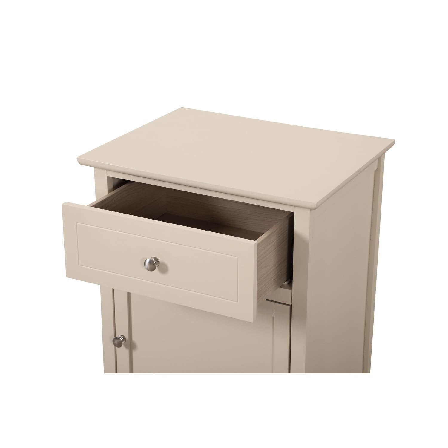 Lzzy 1-Drawer Beige Nightstand - 25