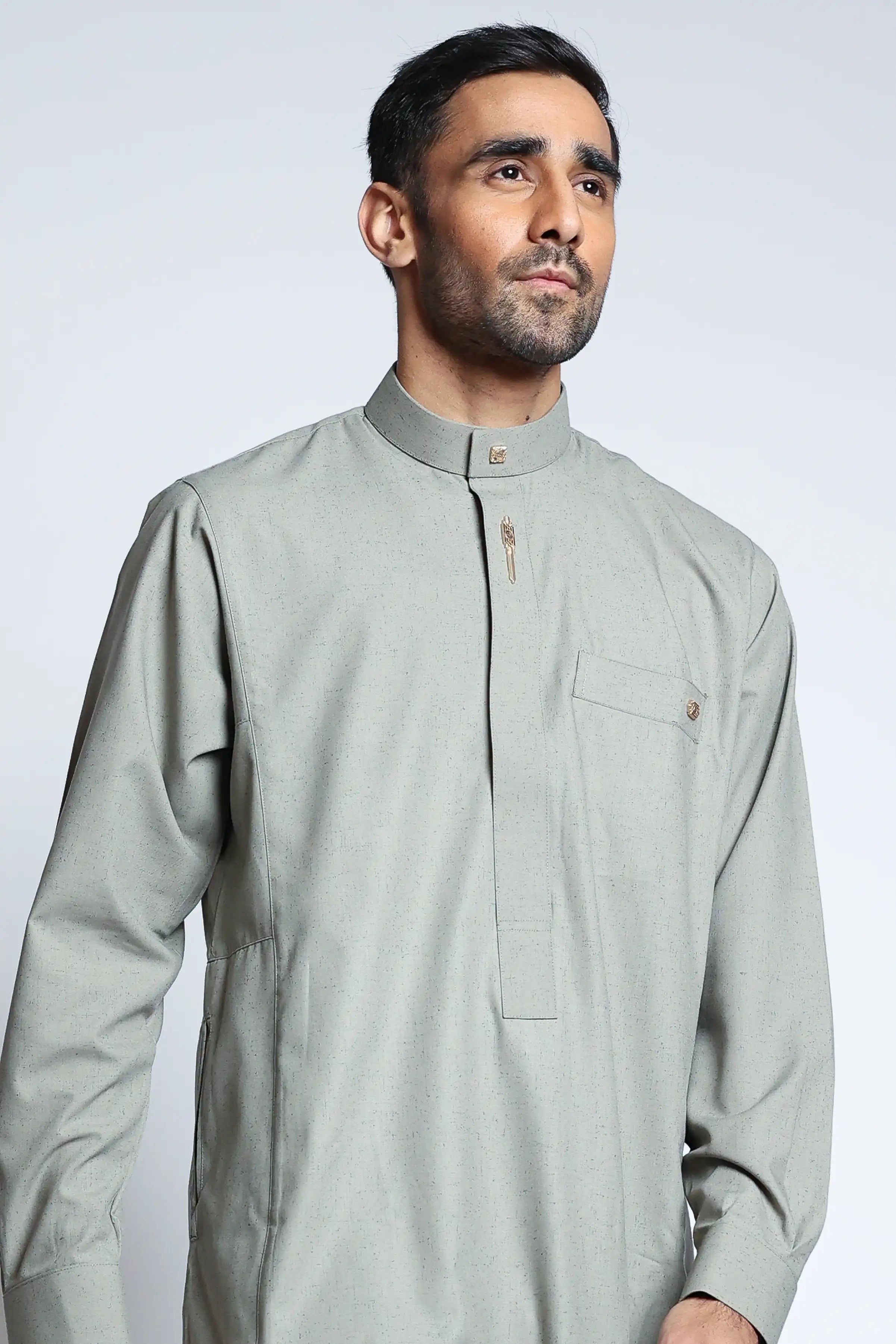 Premium J134 Ashwood Thobe for Men - Traditional Islamic Robe with Comfortable Cotton Fabric - Perfect for Eid, Prayer & Special Occasions