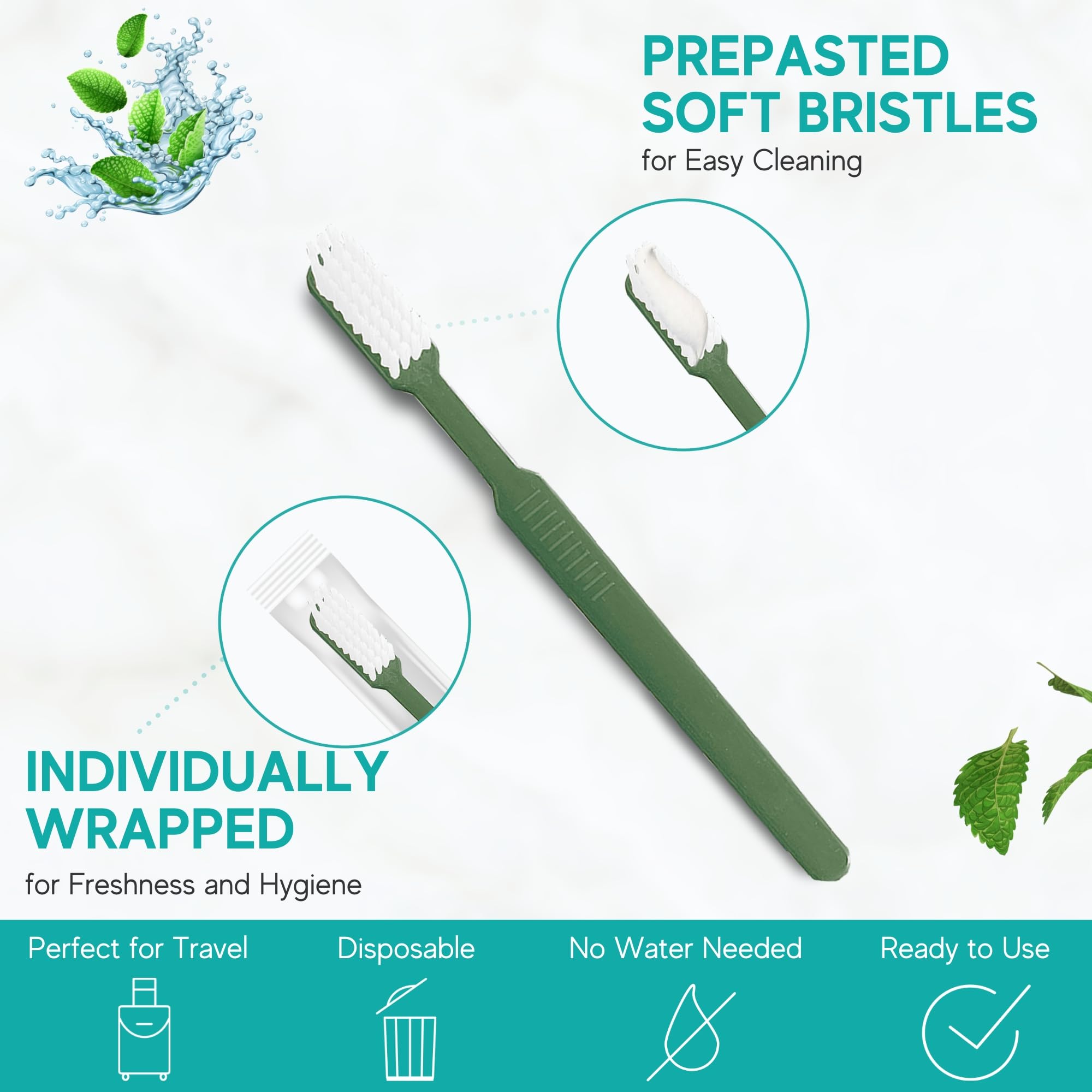 80 Individually Wrapped Pre-Pasted Disposable Toothbrushes with Built-in Toothpaste | Travel-Friendly Waterless Toothbrushes for Hotels, Camping, Airbnb Guests & Emergency Kits | Perfect for On-the-Go Oral Care