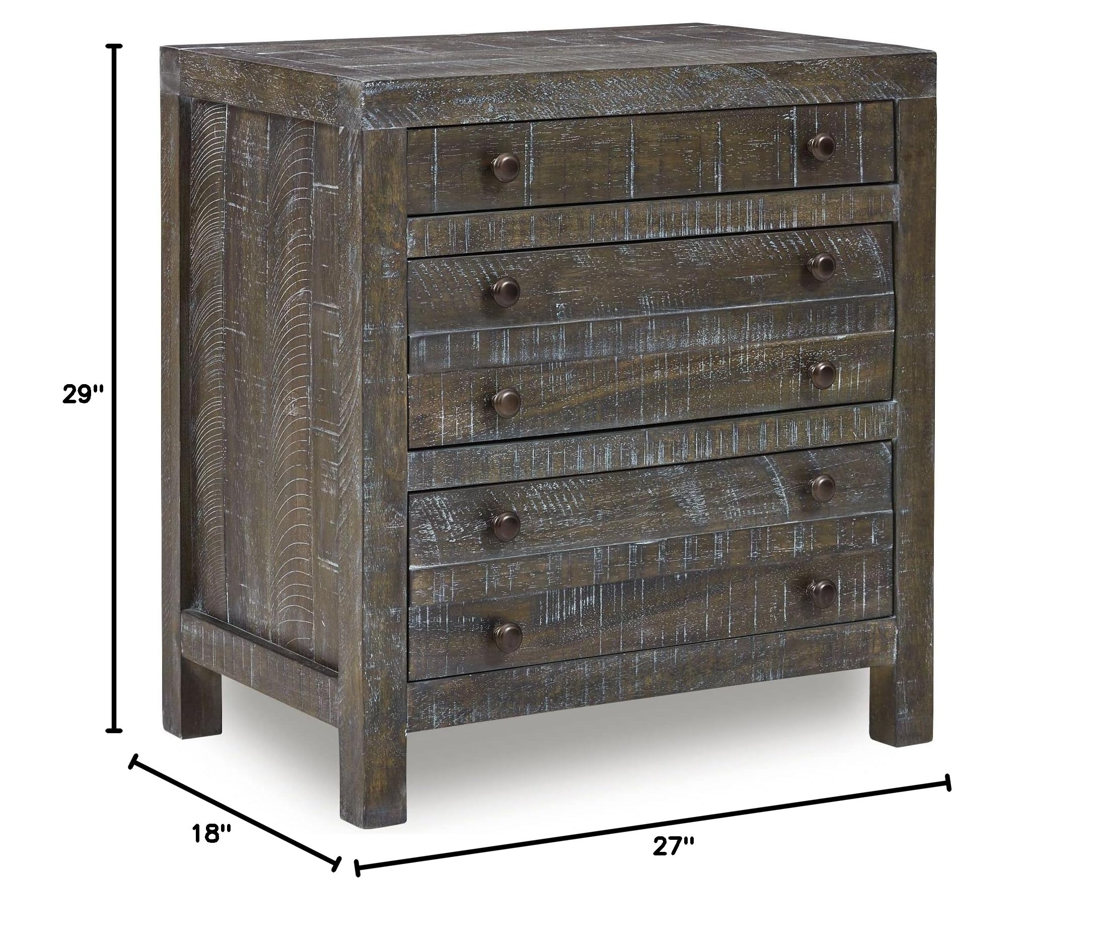 Modus Furniture Solid Wood Nightstand with 3 Drawers - Townsend Style in Gunmetal Finish | Bedroom Side Table for Storage & Decor