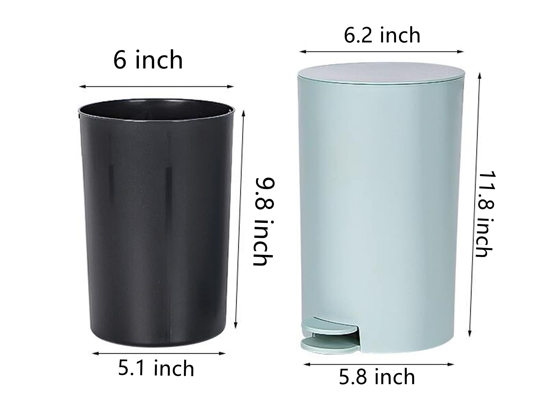 Step Trash Can with Lid - 2 Gallon Round Waterproof Plastic Wastebasket for Narrow Spaces - Easy to Clean Garbage Bin for Kitchen, Bathroom, Bedroom, Living Room, Office & Kids Room - Perfect for Small Spaces & Home Decor