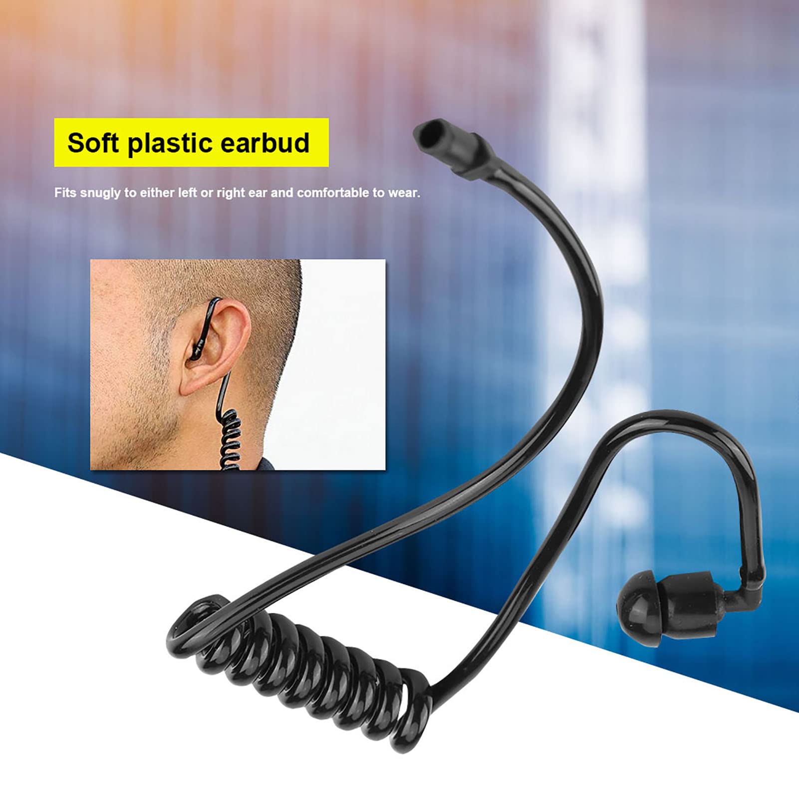 KOSDFOGE Acoustic Ear Tube - Pack of 5 Clear Coiled Replacement Tubes for Two-Way Radio Earpieces (Black) | Durable Radio Accessories for Law Enforcement & Security Professionals | Perfect for Police, Security Guards & Event Staff Communication