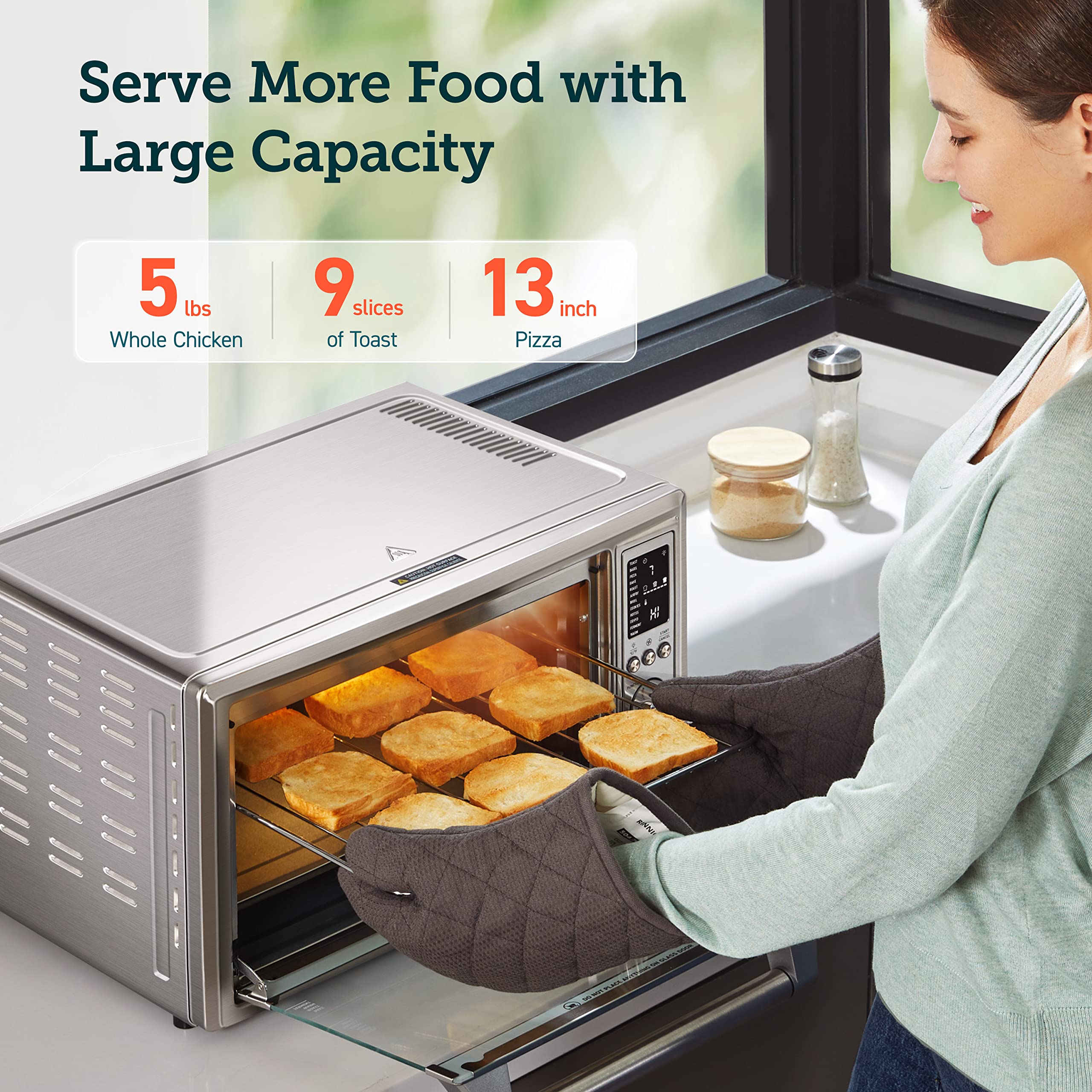 COSORI 12-in-1 Air Fryer Toaster Oven Combo with Rotisserie & Convection - 32QT Stainless Steel Countertop Oven for Baking, Broiling, Roasting, Dehydrating - Includes 134 Recipes & 4 Accessories - Perfect for Family Cooking, Meal Prep & Healthy Eating