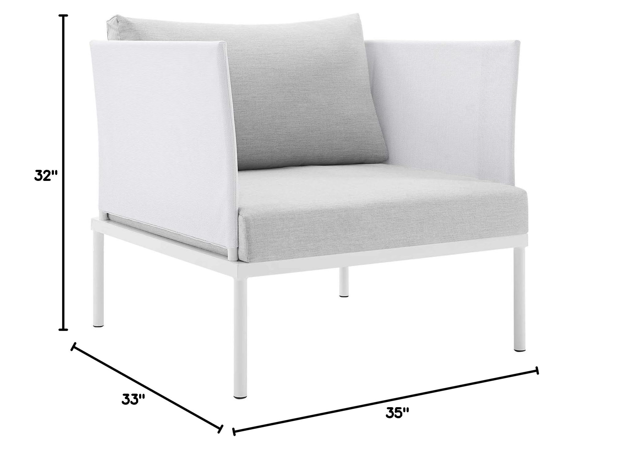 Modway EEI-4955-WHI-GRY Harmony Outdoor Patio Aluminum Armchair - Weather-Resistant White & Gray Modern Garden Chair for Poolside, Backyard & Patio Relaxation