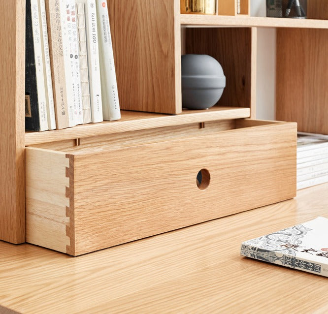 Solid Oak Wood Table Shelves - Rustic Home Office & Living Room Storage Organizer for Books, Decor & Essentials