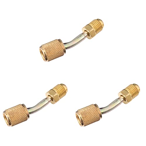 FAVOMOTO 3-Piece R22 R410A AC Refrigerant Adapter Hose Set - Quick Connect/Disconnect for Air Conditioner Refrigerant Tank - Gold Plated (Ideal for HVAC Technicians & DIY AC Repair)