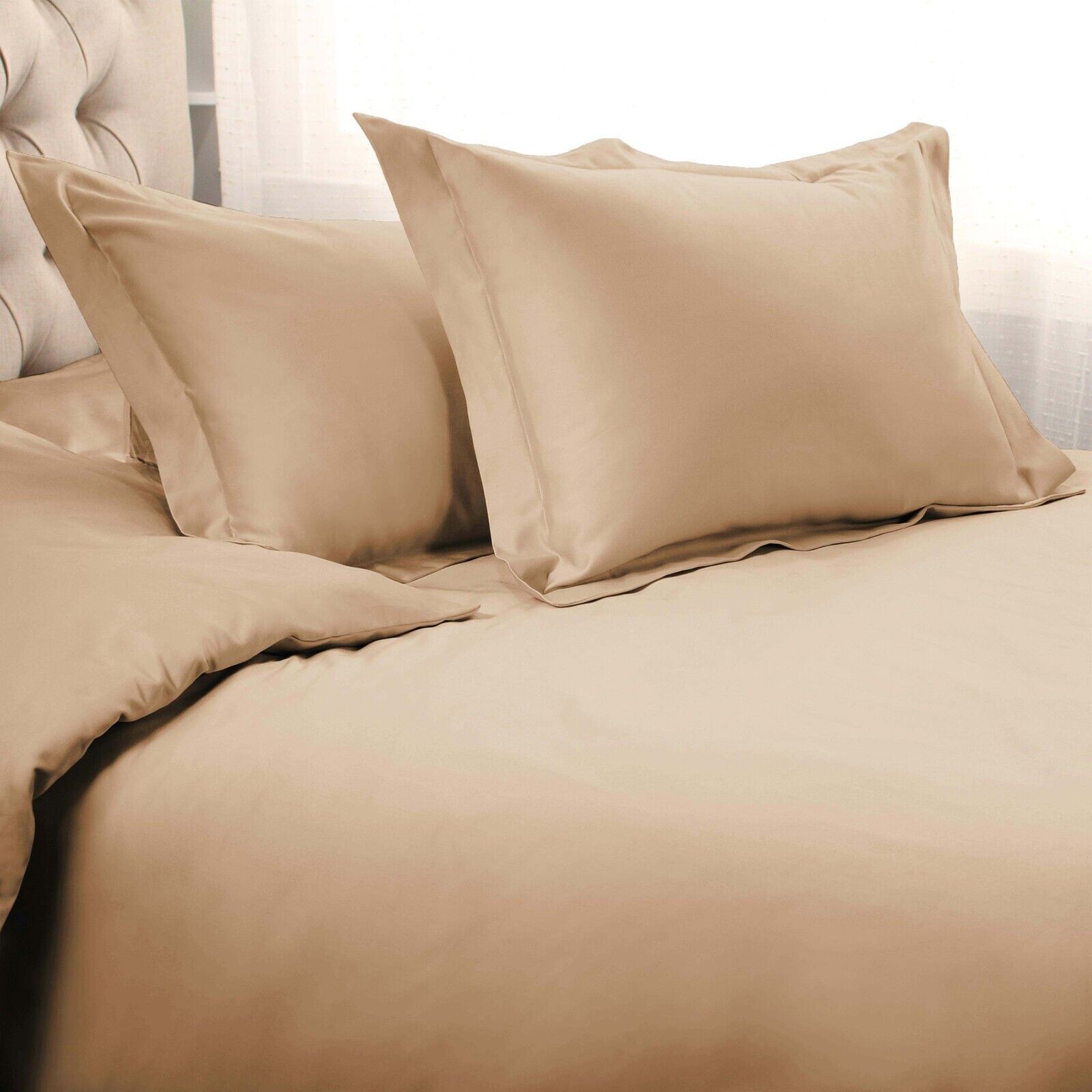 1000 Thread Count Egyptian Cotton Solid Duvet Cover Set - Luxury Bedding for Master Bedroom & Guest Room - Soft Breathable Duvet Cover for All Seasons