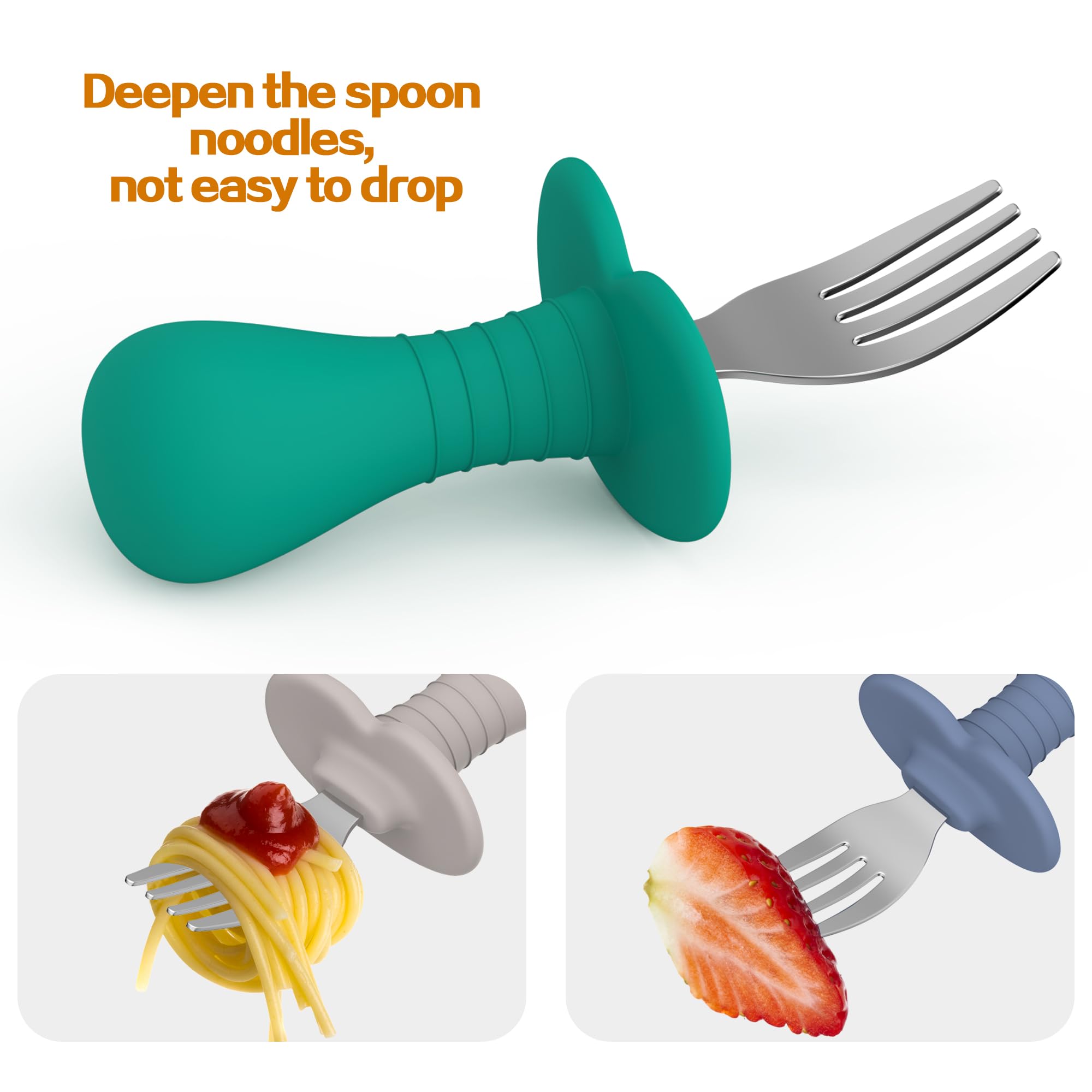 **Toddler Forks for Self Feeding - Stainless Steel Baby Utensils with Soft Silicone Handle, BPA-Free & Anti-Choke Design - Safe Kids Silverware Set (Pink) - Perfect for Toddler Meals, Daycare & Travel**