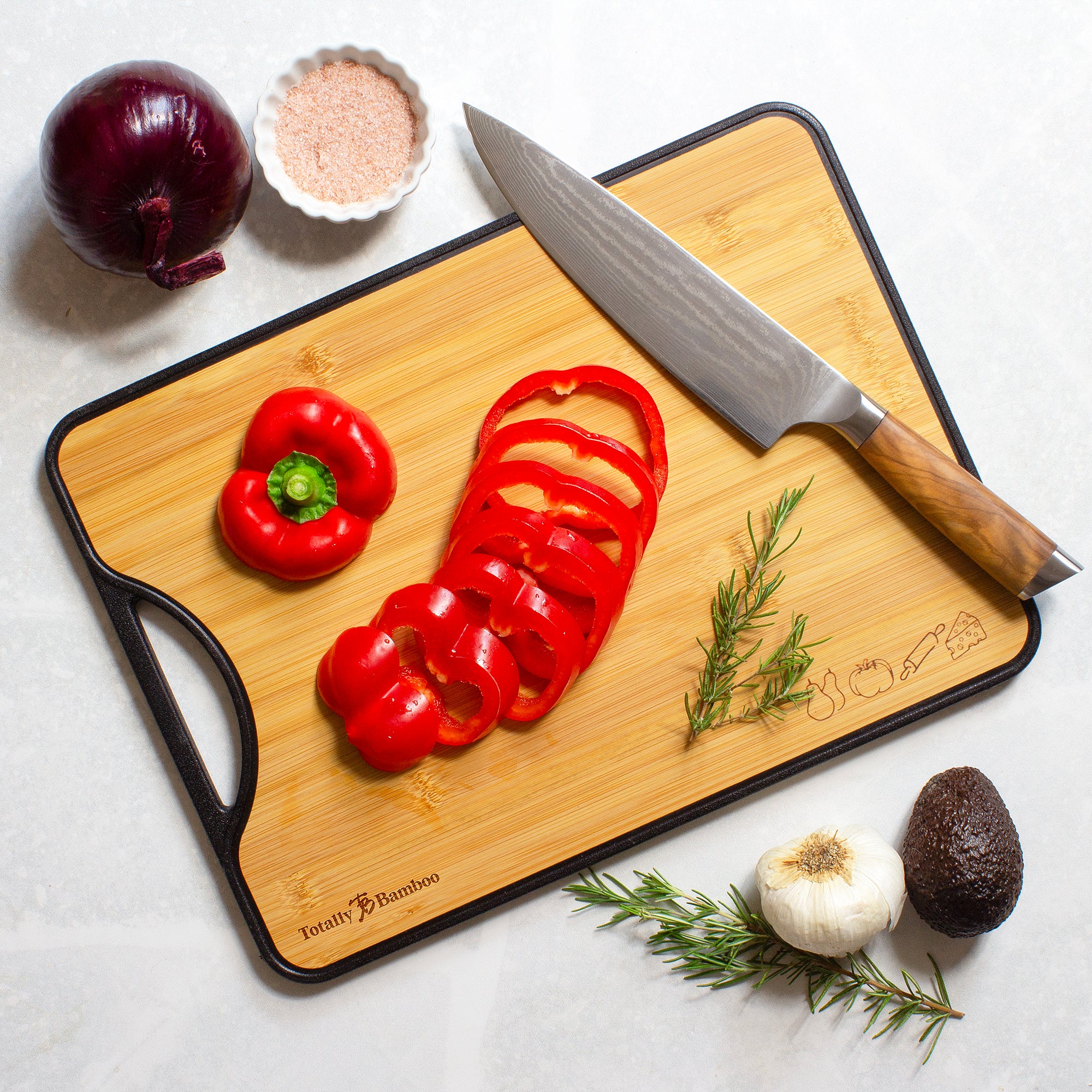Eco-Friendly Reversible Bamboo and Plastic Cutting Board - Durable Kitchen Chopping Board for Meat, Vegetables & Fruits - Perfect for Home Cooking, Meal Prep & Camping