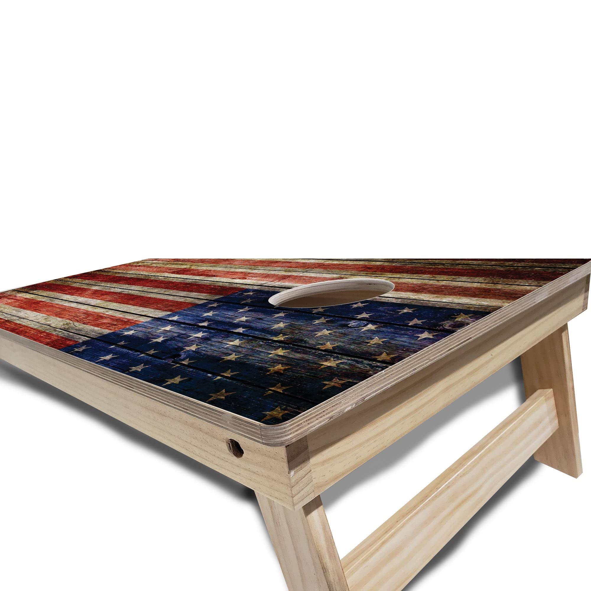 American Flag Rustic Regulation 2x4 Corn Hole Board Game Set with Boards & Bags - Outdoor Lawn Games for Backyard, Tailgating, and BBQ Parties