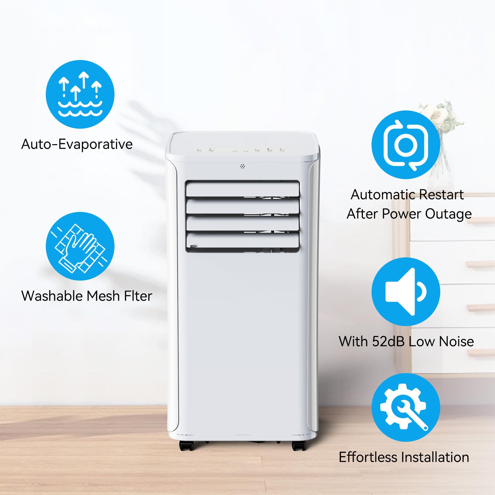 12000 BTU White Air Conditioner with Remote Control - A016B A016B-07KR Model - Perfect for Bedrooms, Living Rooms & Small Apartments