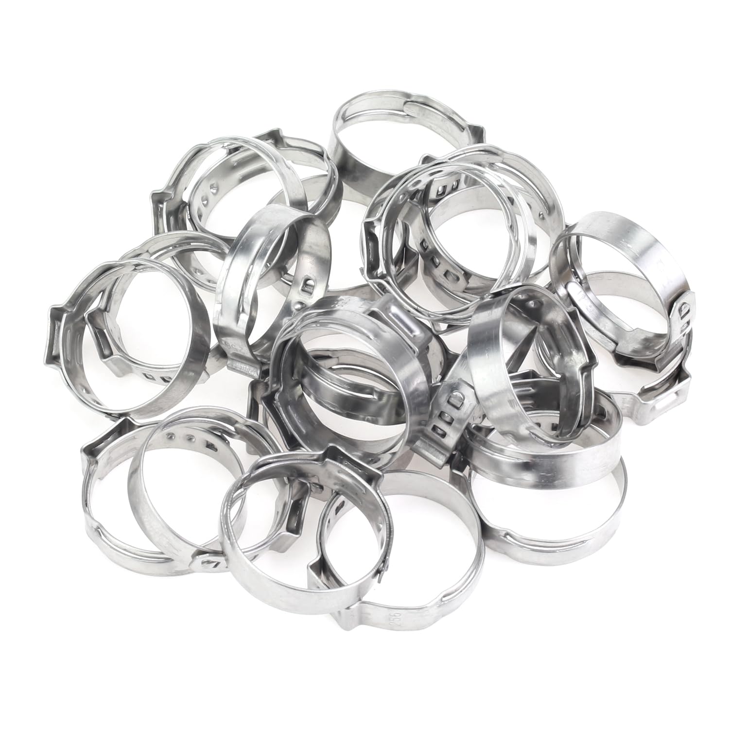 25 Pieces 22.4-25.6mm 304 Stainless Steel Single Ear Hose Clamps - Heavy Duty Pipe Clamps for Automotive, Marine & Plumbing Use